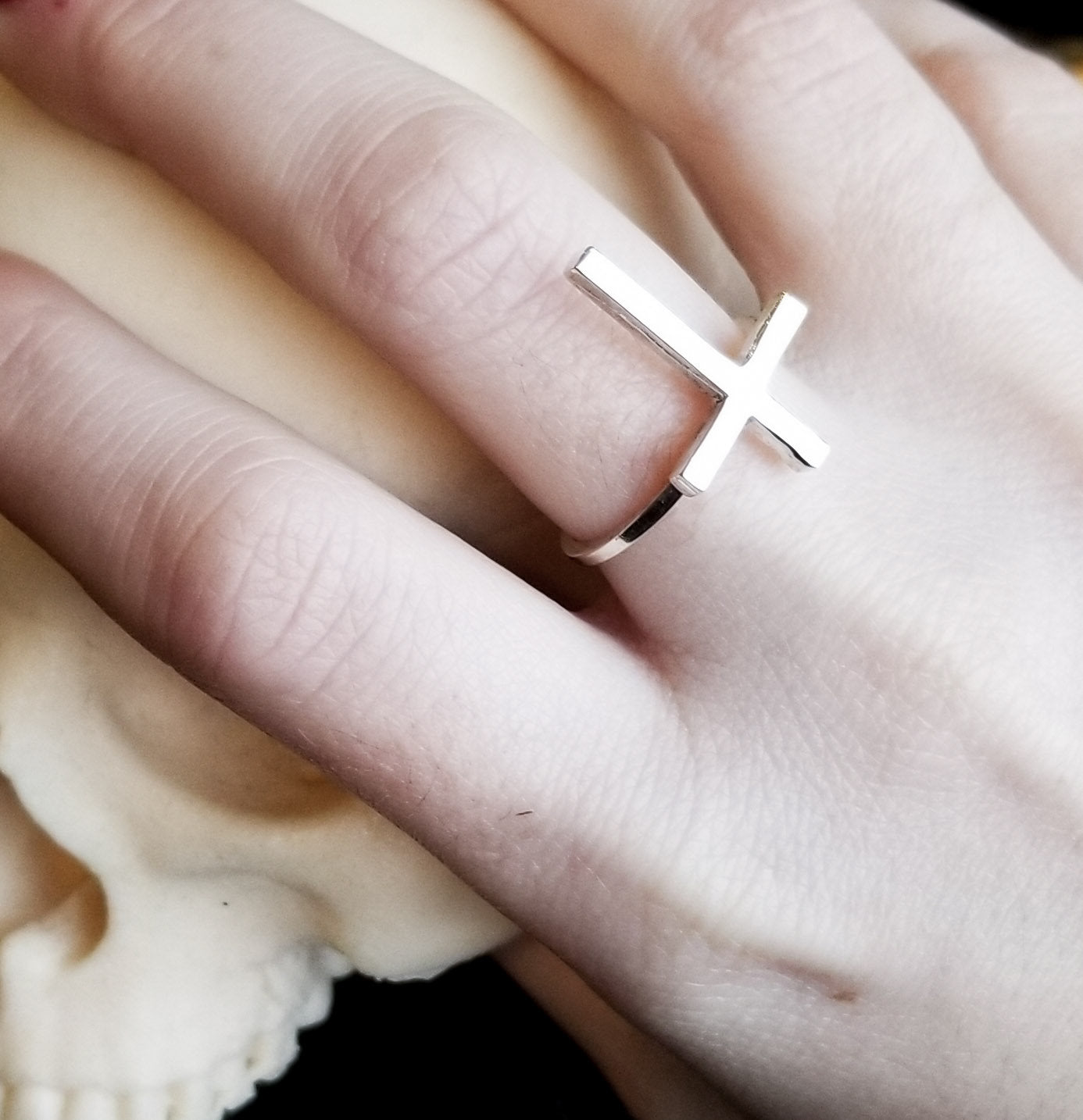 Big Shiny Simple Cross Ring - Inchoo Bijoux