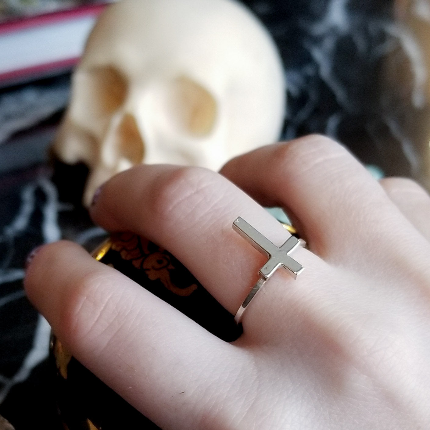 Tiny Silver Cross Ring - Inchoo Bijoux