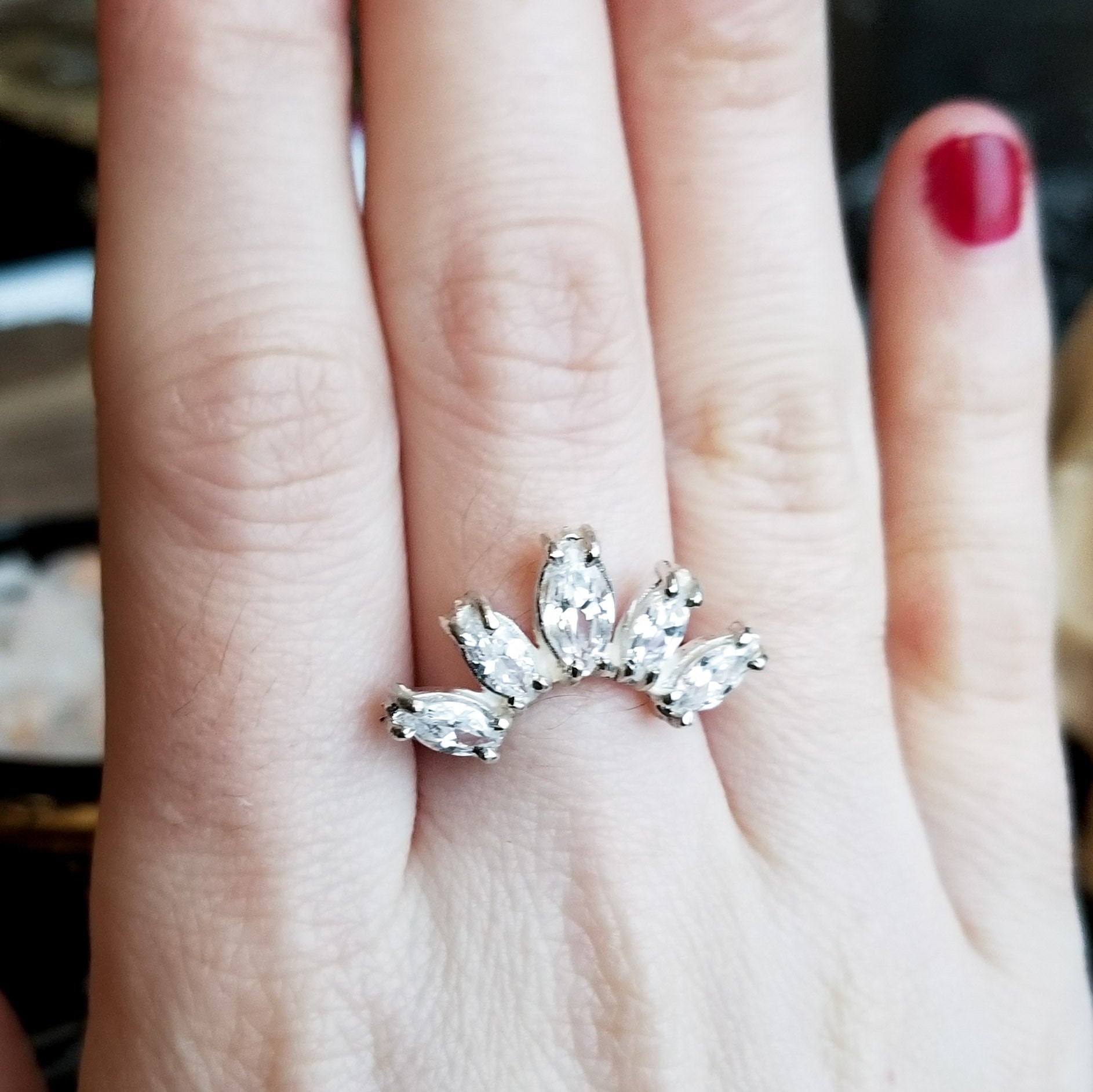 Marquise Cz Curved Ring - Gemstone Engagement Ring-Ring-Inchoo Bijoux-Inchoo Bijoux