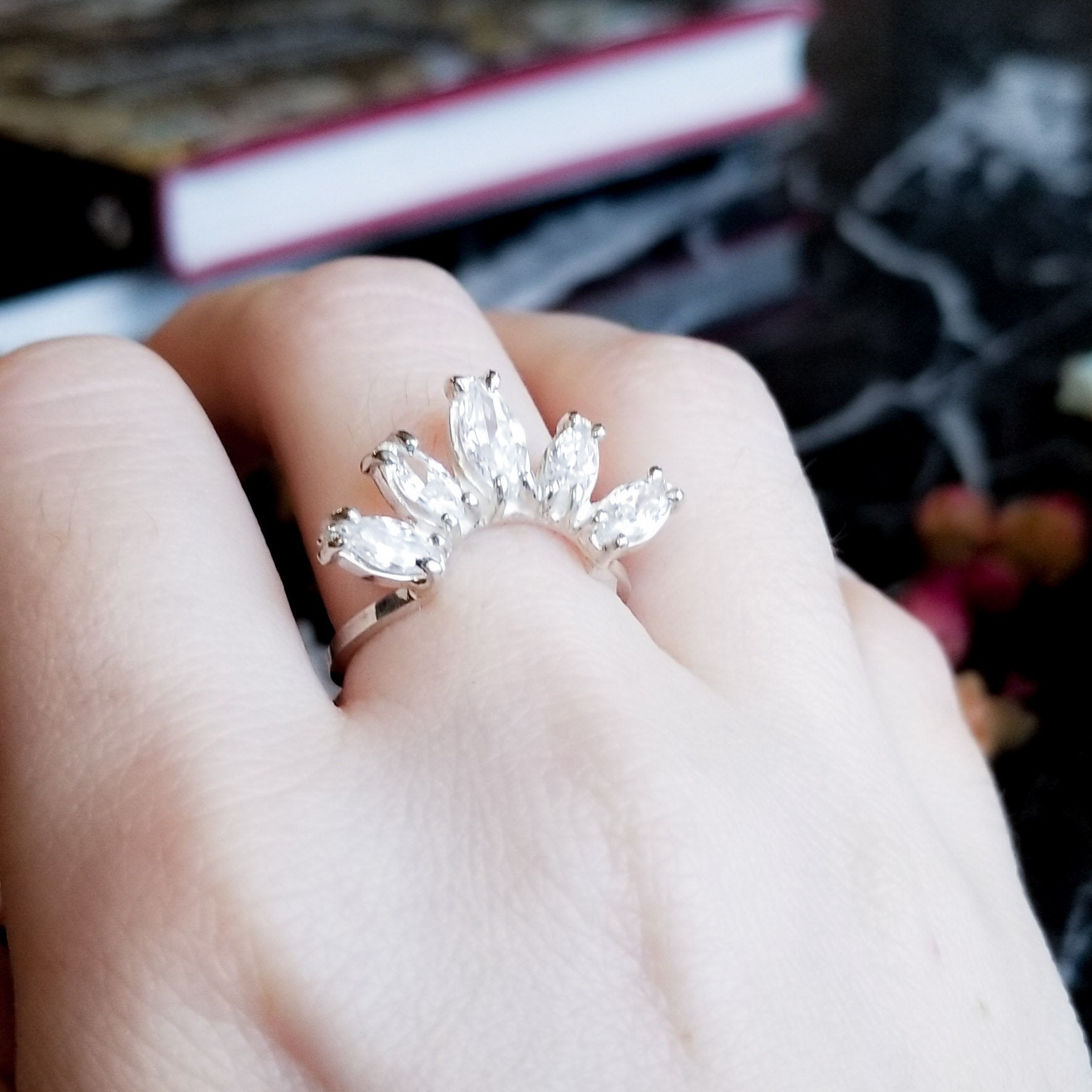 Marquise Cz Curved Ring - Gemstone Engagement Ring-Ring-Inchoo Bijoux-Inchoo Bijoux