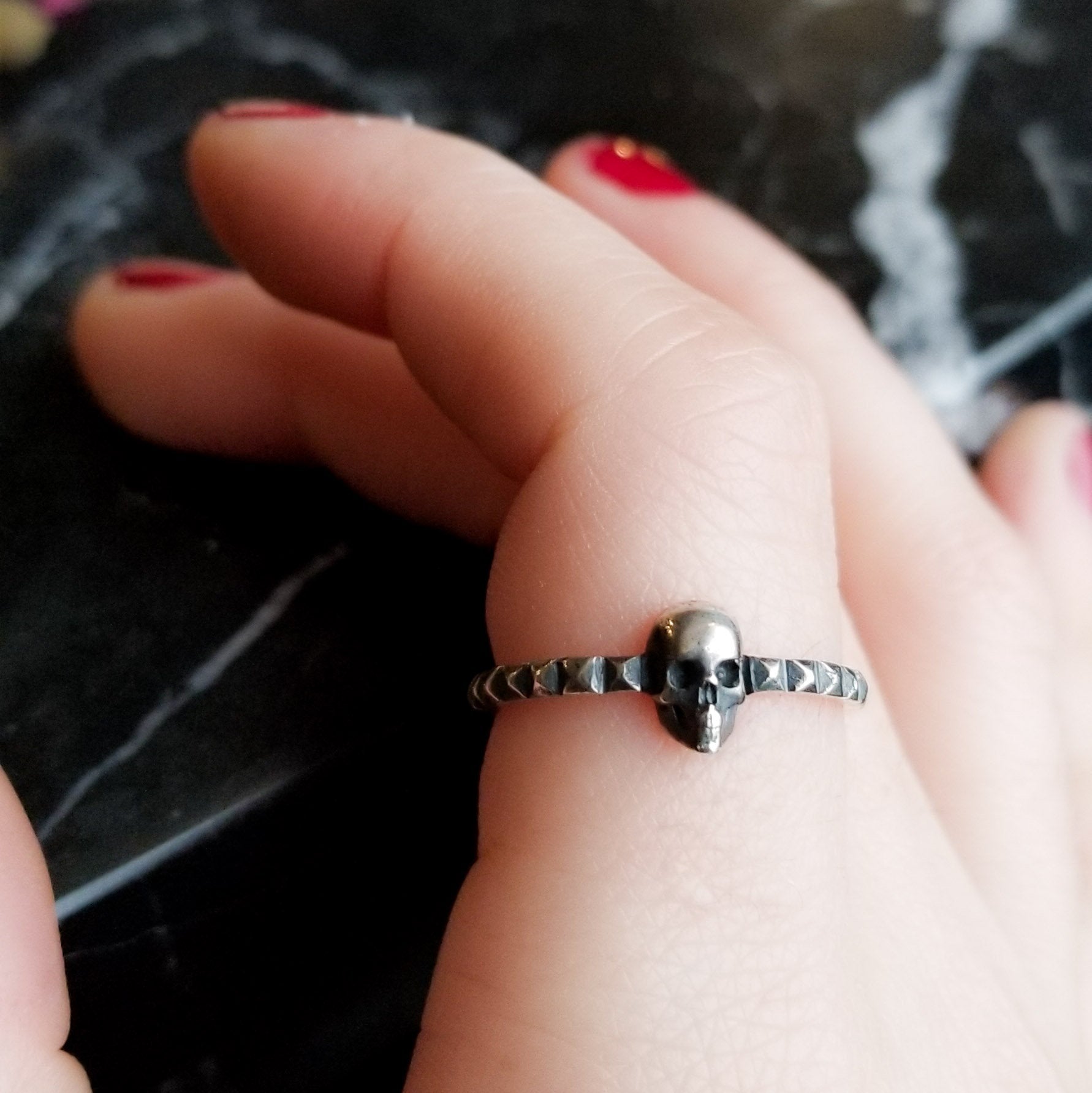 Studded Skull Ring-Ring-Inchoo Bijoux-Inchoo Bijoux