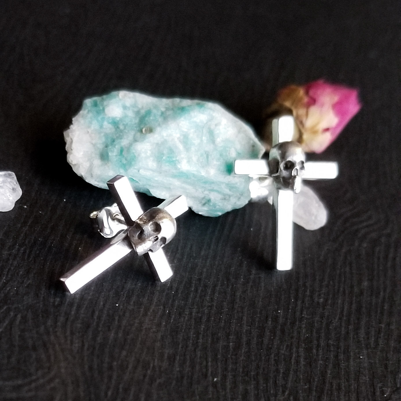 Unisex Goth Skull Cross Earrings - Inchoo Bijoux