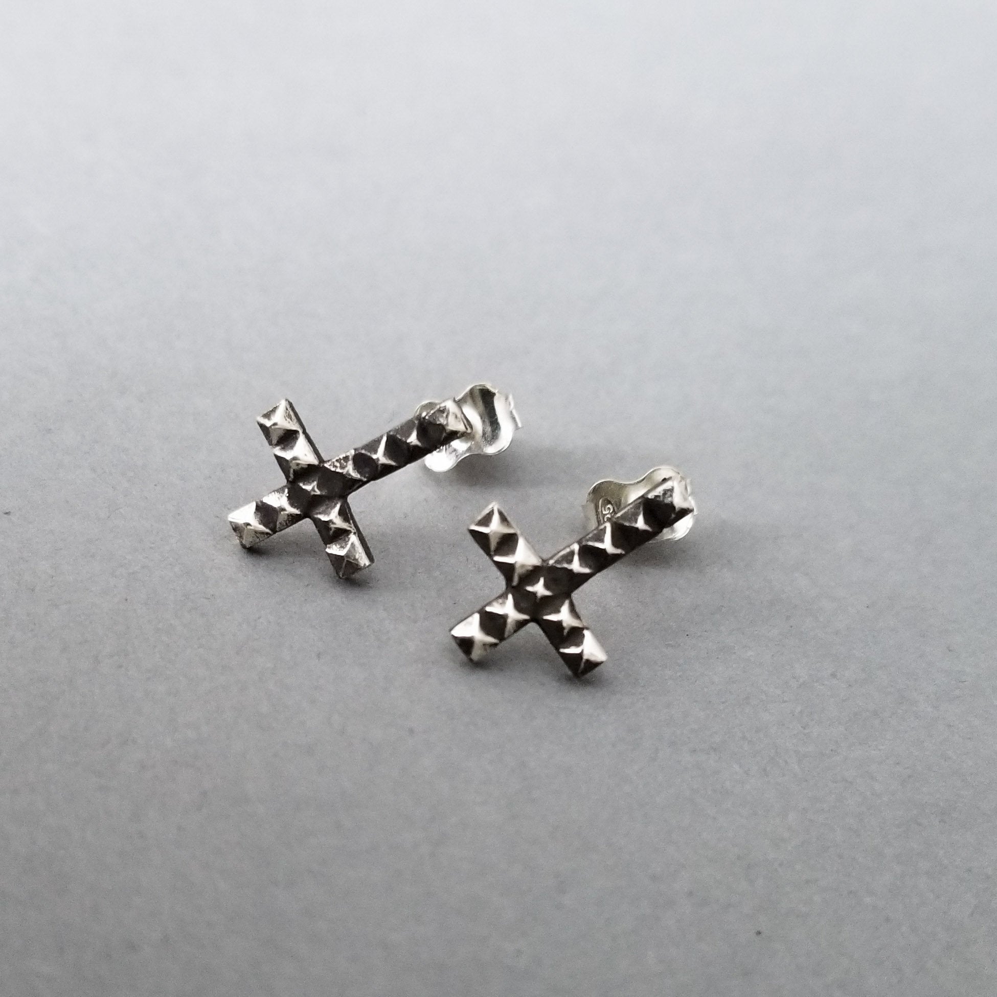 Inverted Studded Cross Small Earrings - Inchoo Bijoux