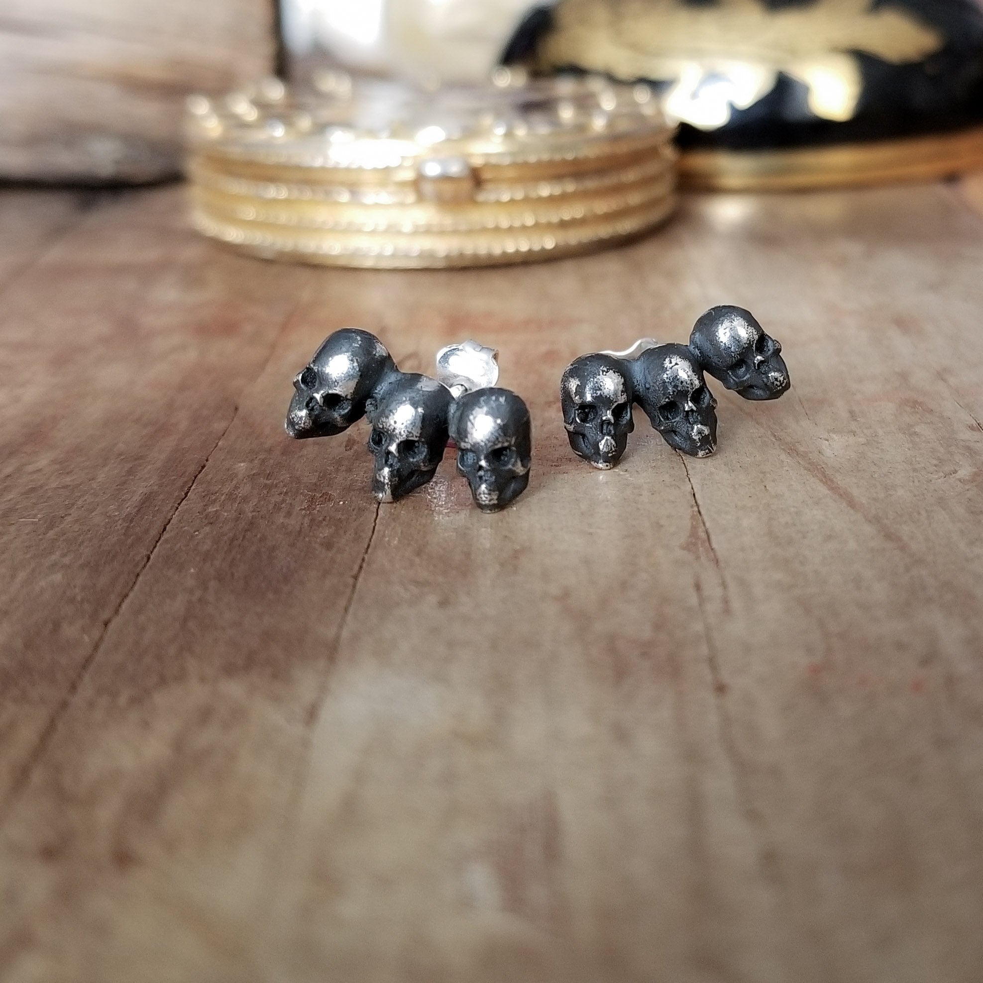 Triple Skull Earring Studs - Inchoo Bijoux