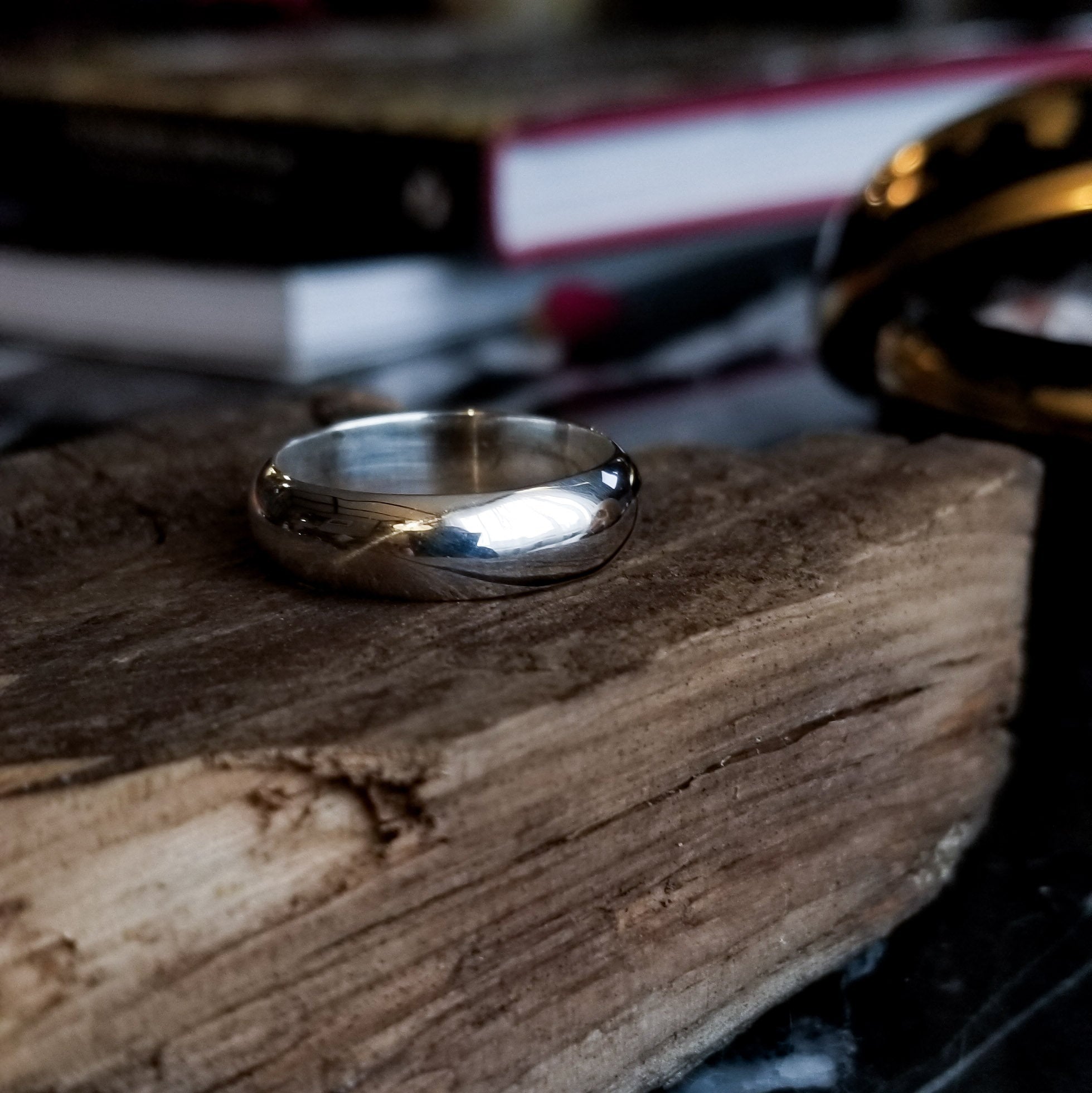 Simple Wide Half Round Mens Ring - Inchoo Bijoux