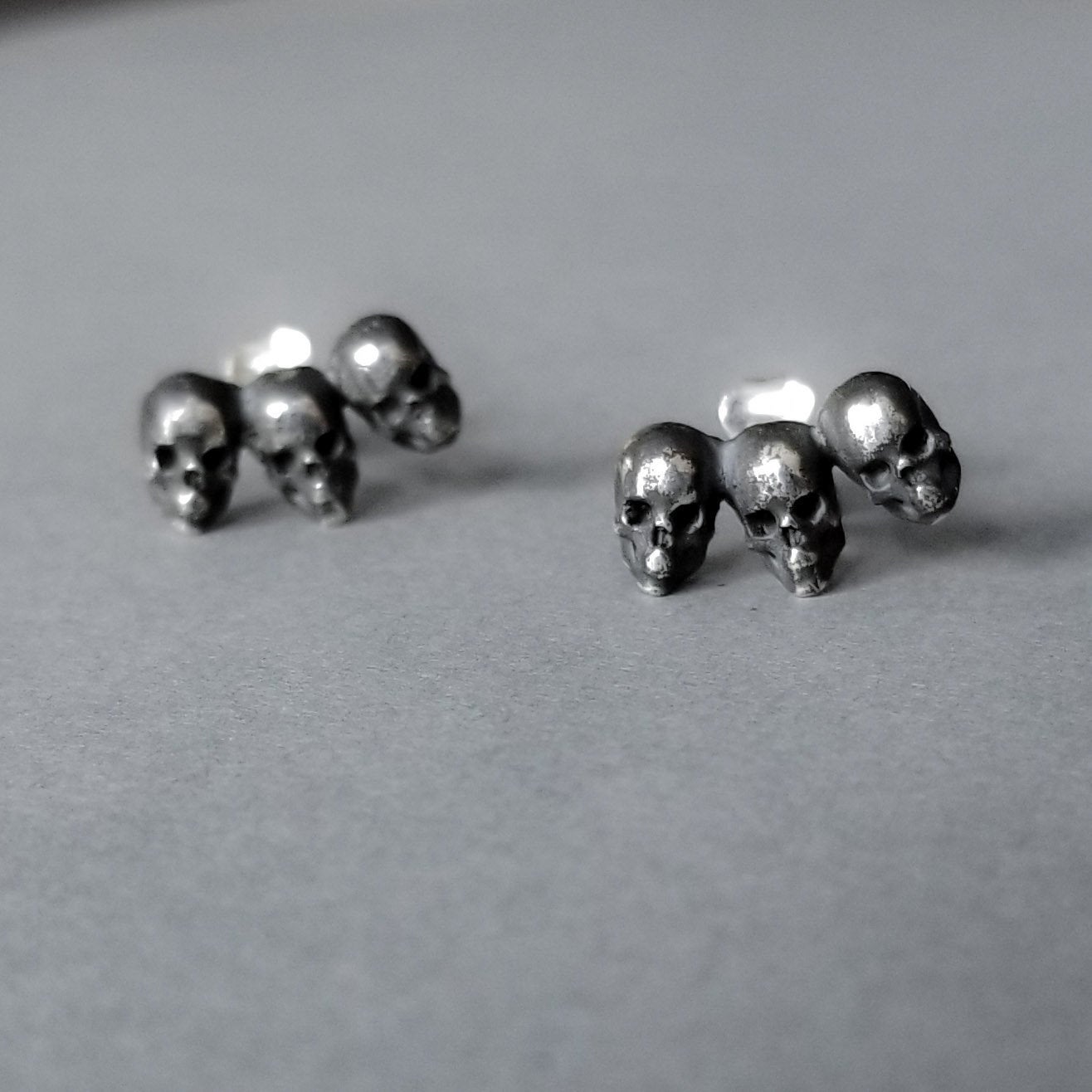 Triple Skull Earring Studs - Inchoo Bijoux