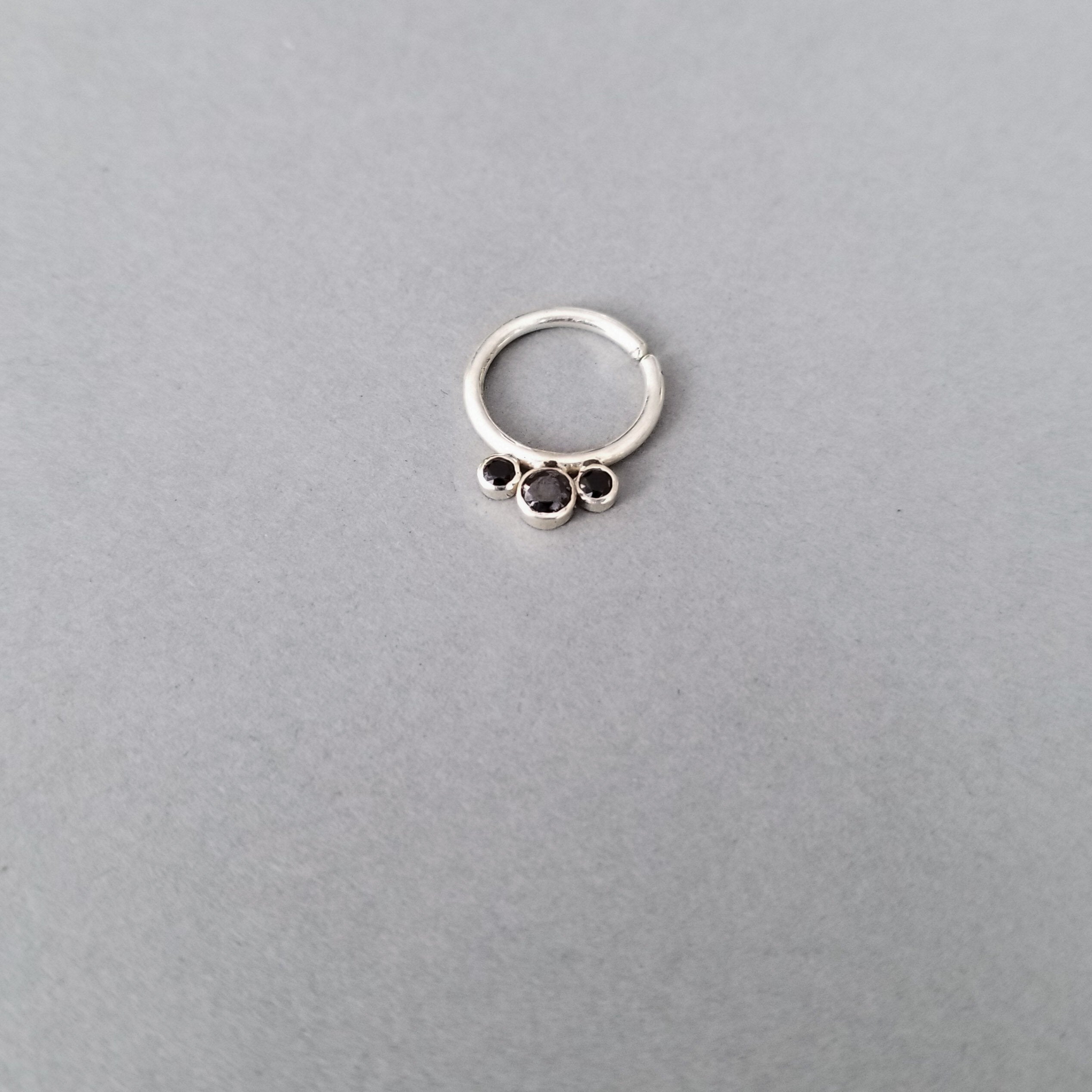 3 Gems Septum, Black Onyx and Cz - Inchoo Bijoux