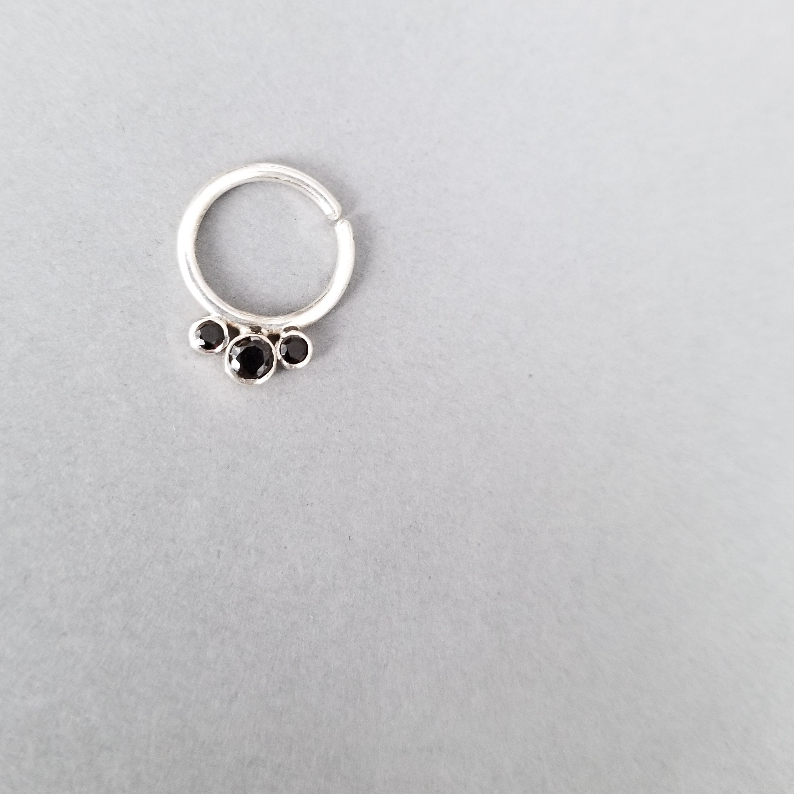 3 Gems Septum, Black Onyx and Cz - Inchoo Bijoux