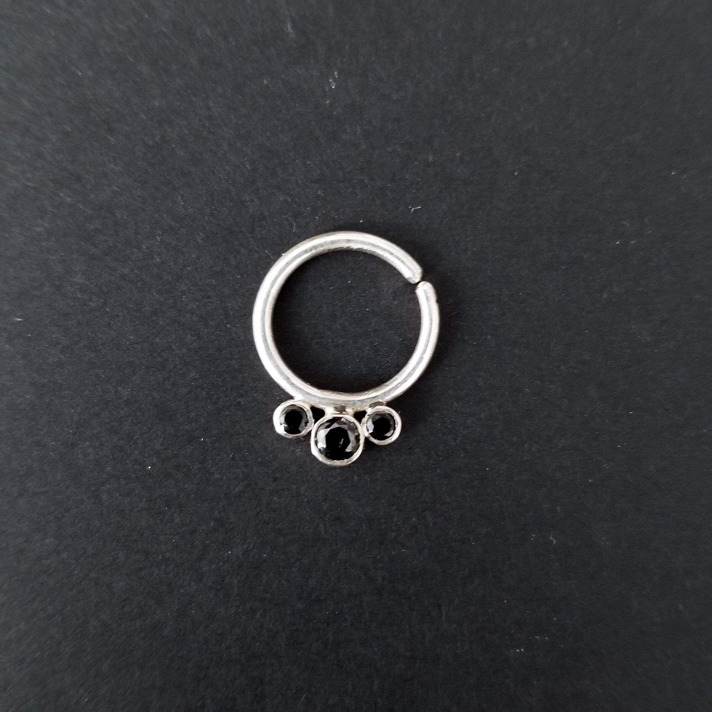 3 Gems Septum, Black Onyx and Cz - Inchoo Bijoux