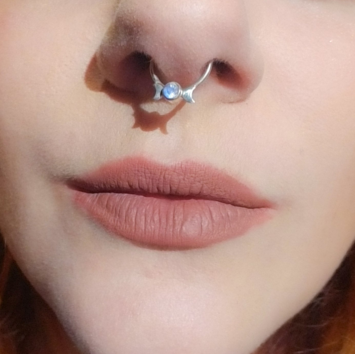Rainbow Moonstone Lunar Phase Septum Piercing - Inchoo Bijoux