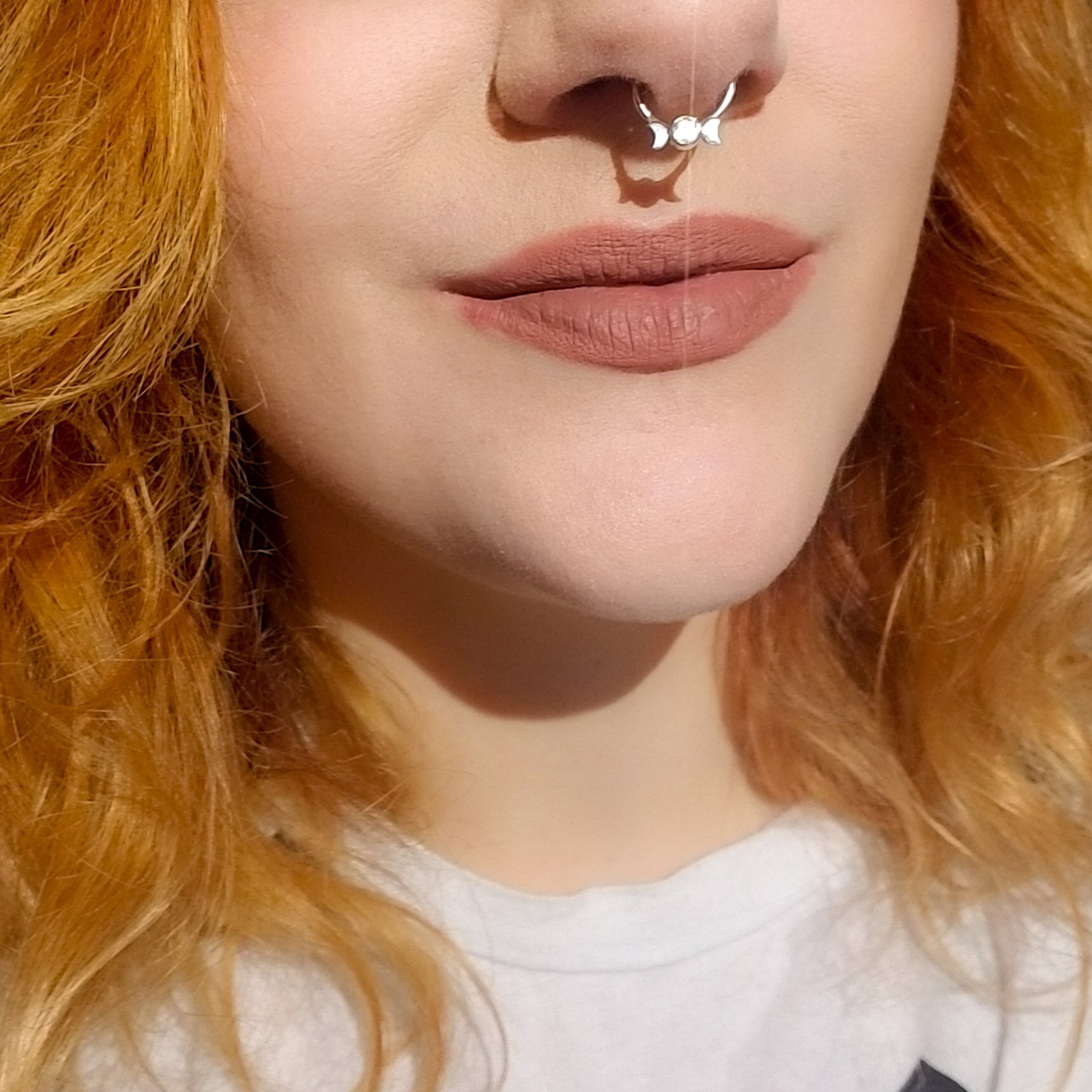 Rainbow Moonstone Lunar Phase Septum Piercing - Inchoo Bijoux