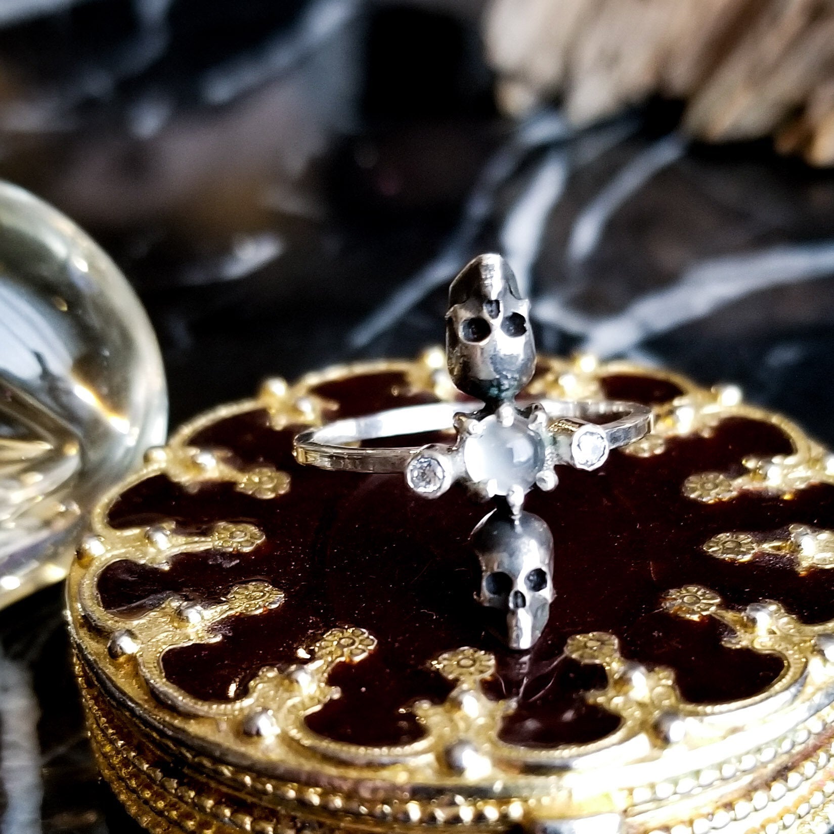 White Moonstone Skull Ring-Ring-Inchoo Bijoux-Inchoo Bijoux