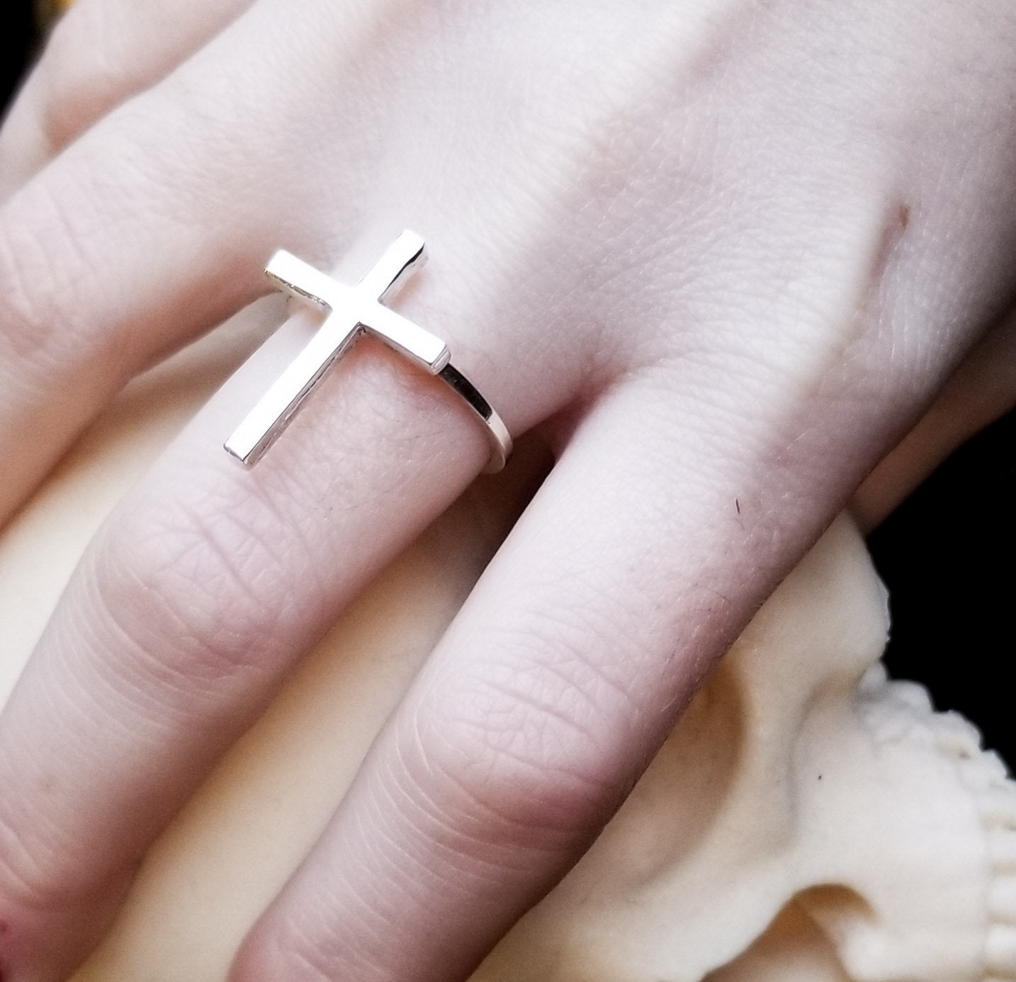 Big Shiny Simple Cross Ring - Inchoo Bijoux