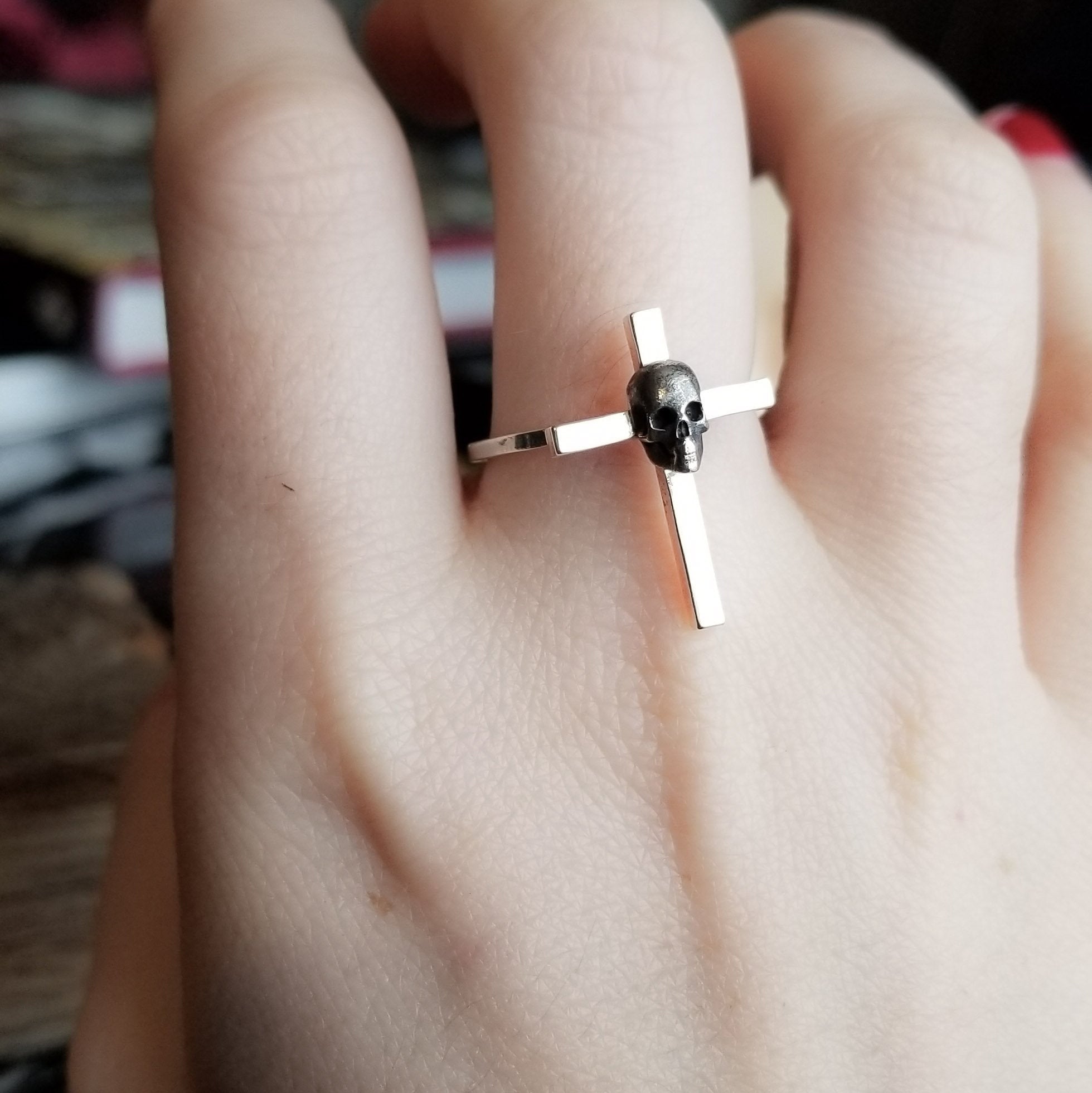 Skull Cross Goth Ring - Inchoo Bijoux
