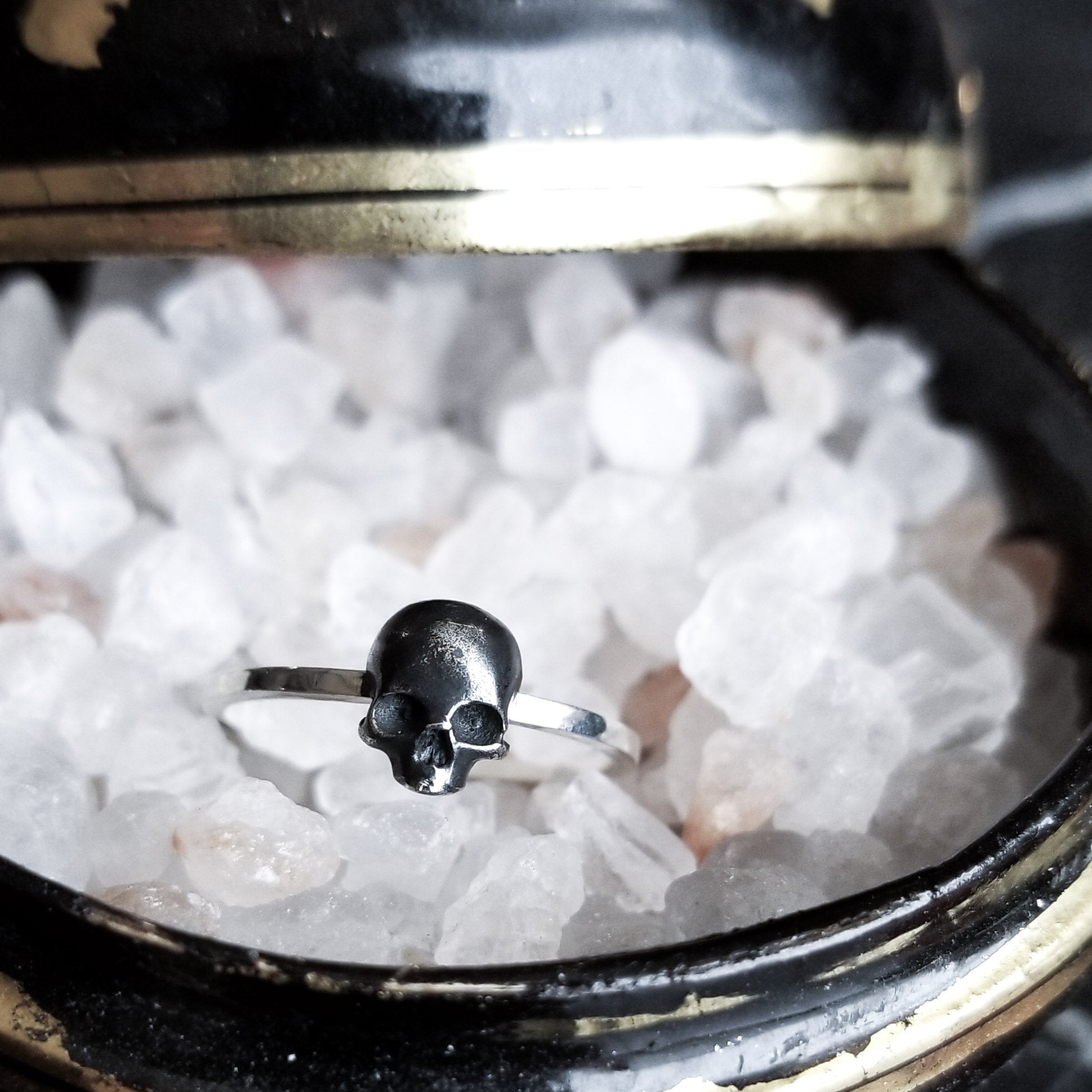 Tiny Silver Skull Ring Stackable - Inchoo Bijoux