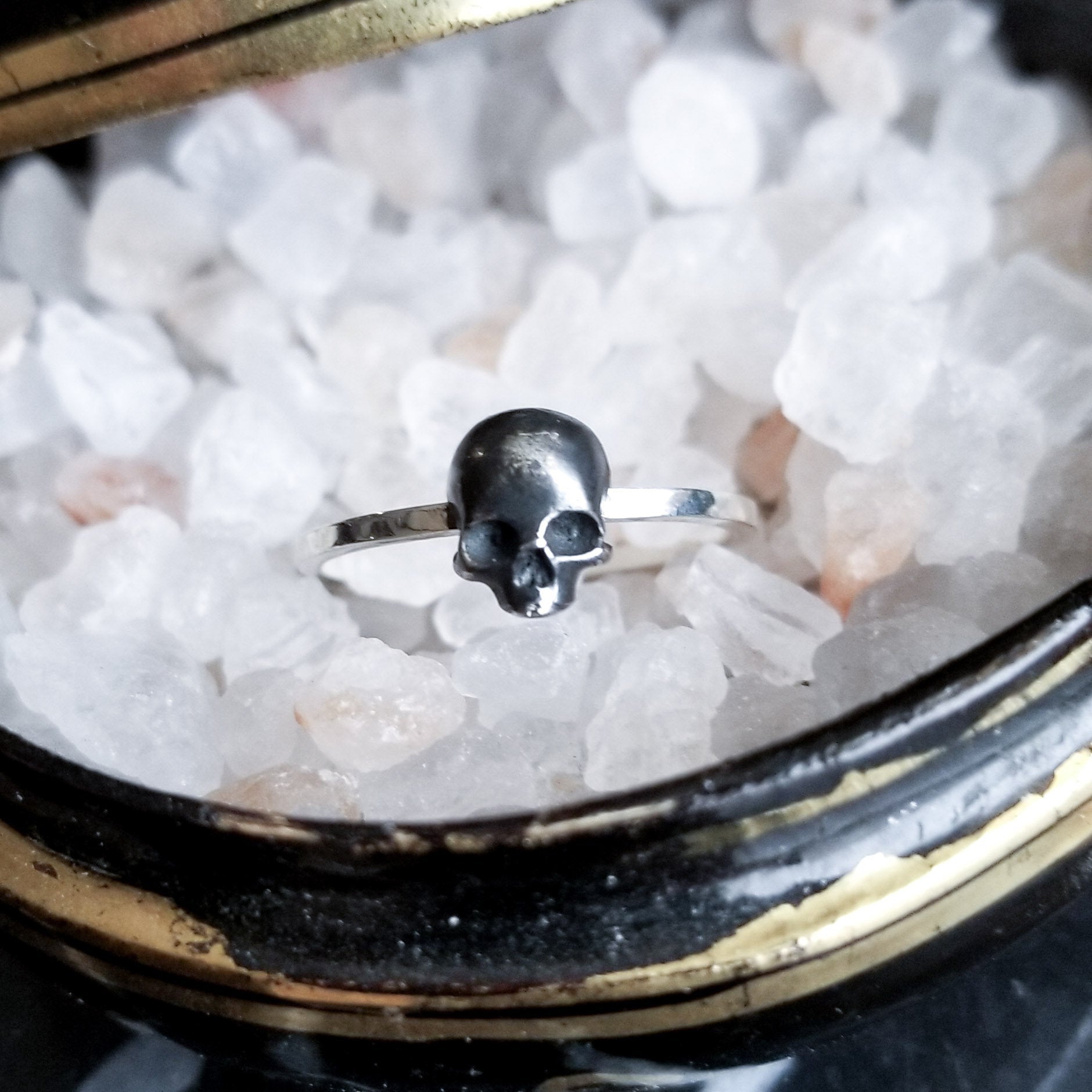 Tiny Silver Skull Ring Stackable - Inchoo Bijoux