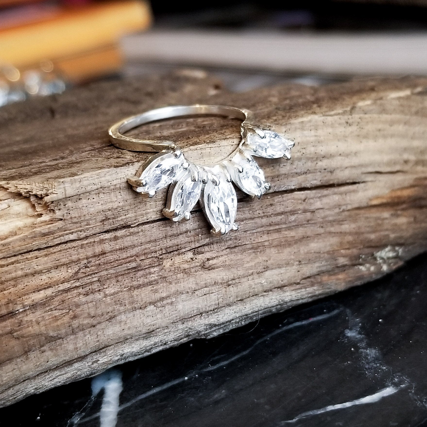Marquise Cz Curved Ring - Gemstone Engagement Ring-Ring-Inchoo Bijoux-Inchoo Bijoux