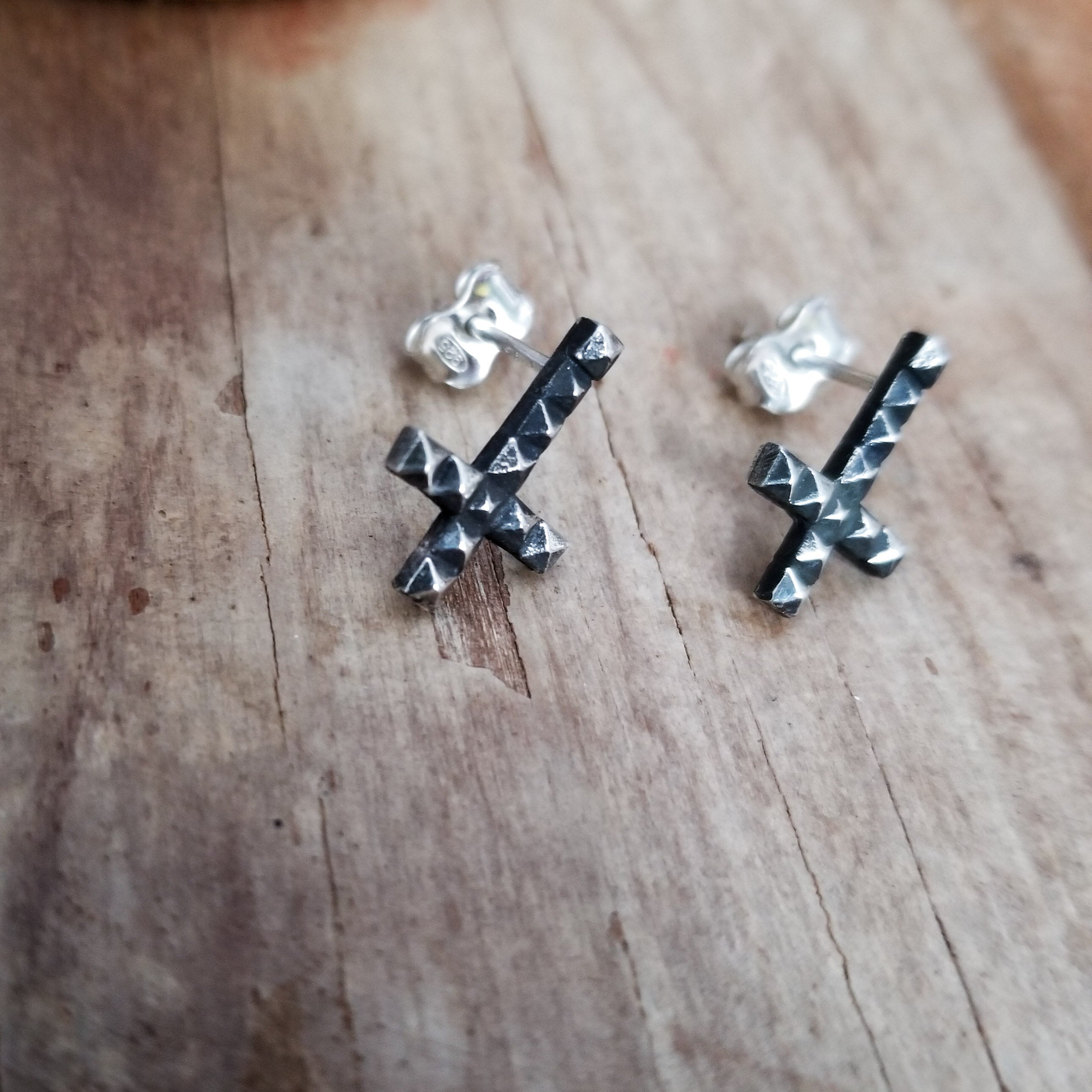 Inverted Studded Cross Small Earrings - Inchoo Bijoux