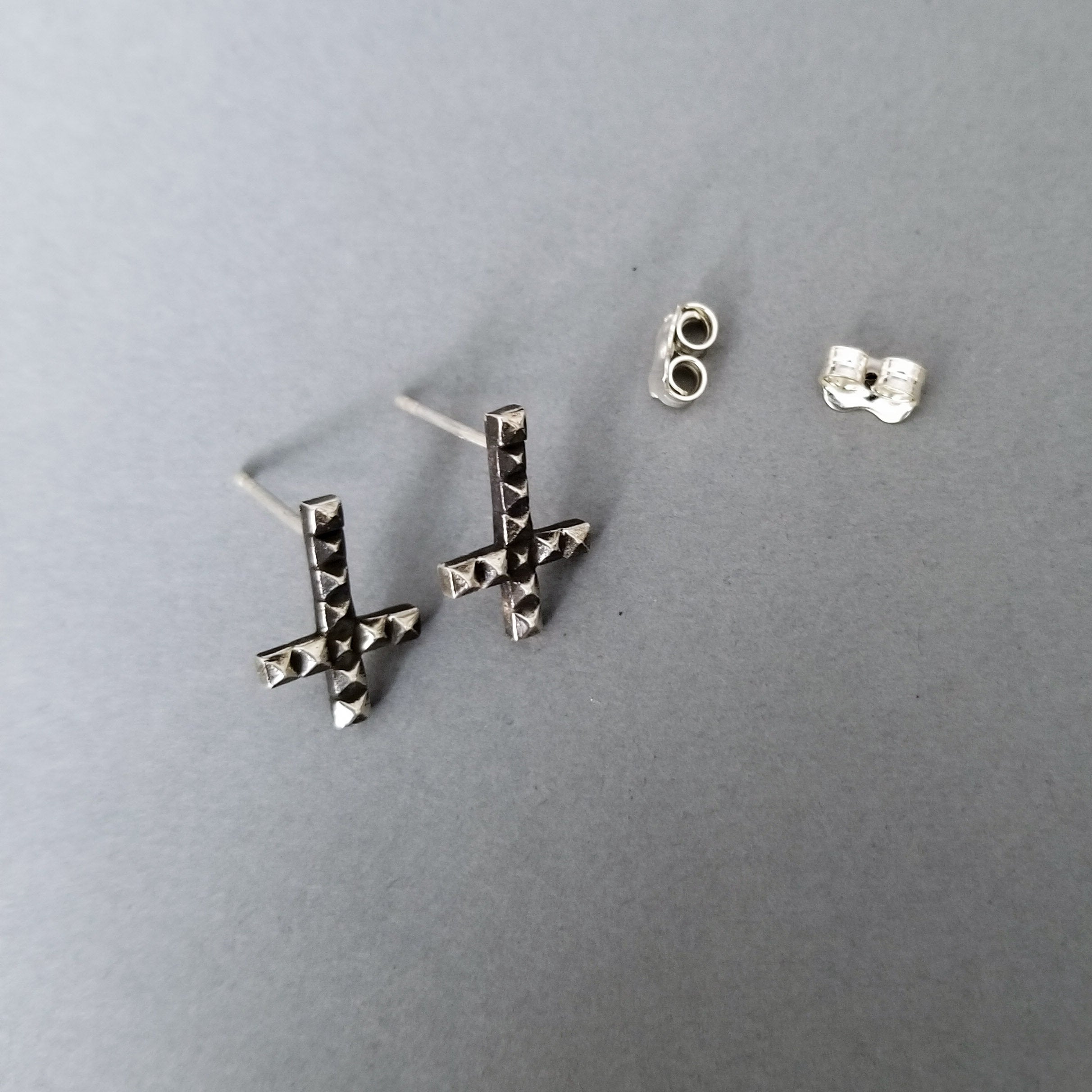 Inverted Studded Cross Small Earrings - Inchoo Bijoux