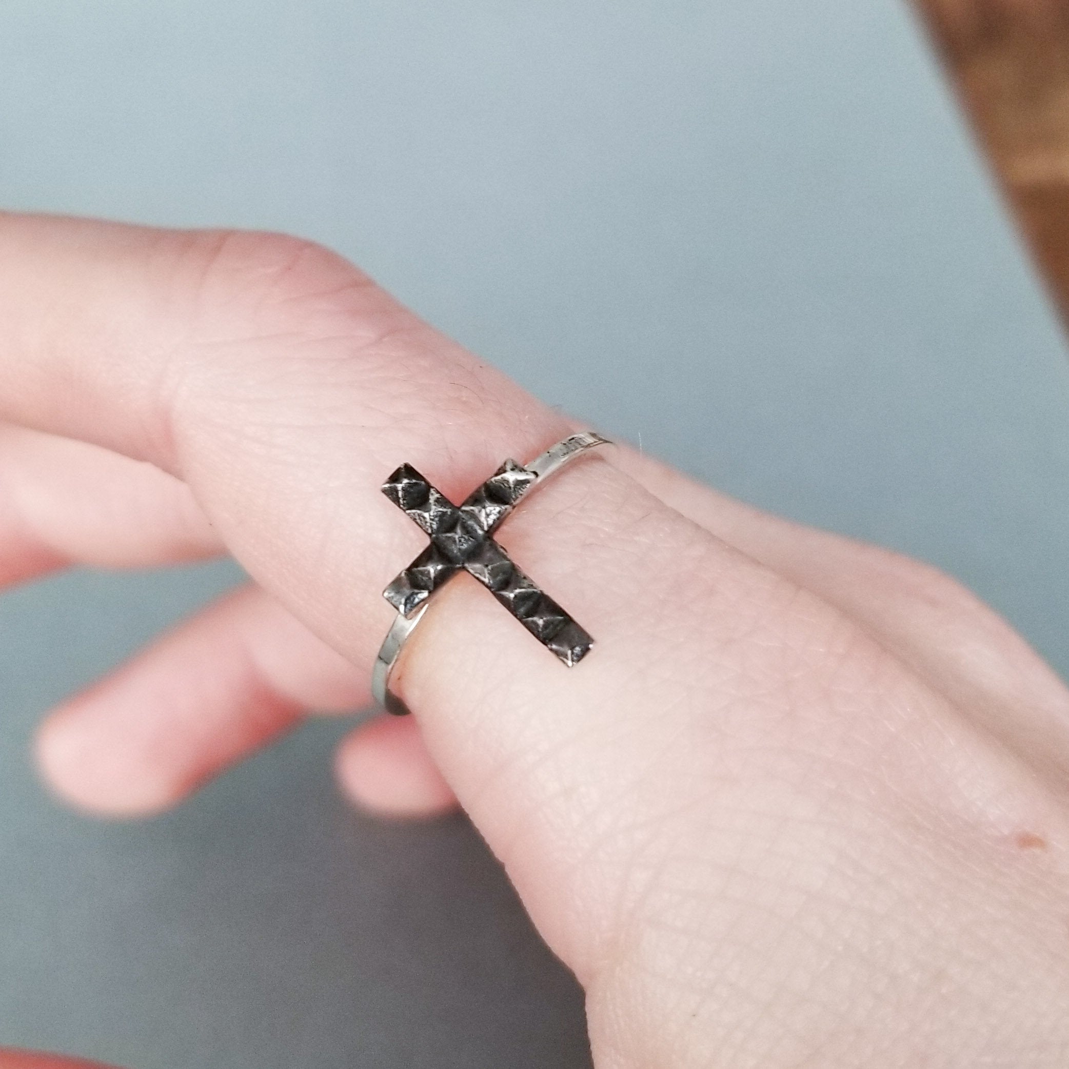 Tiny Studded Cross Ring - Inchoo Bijoux