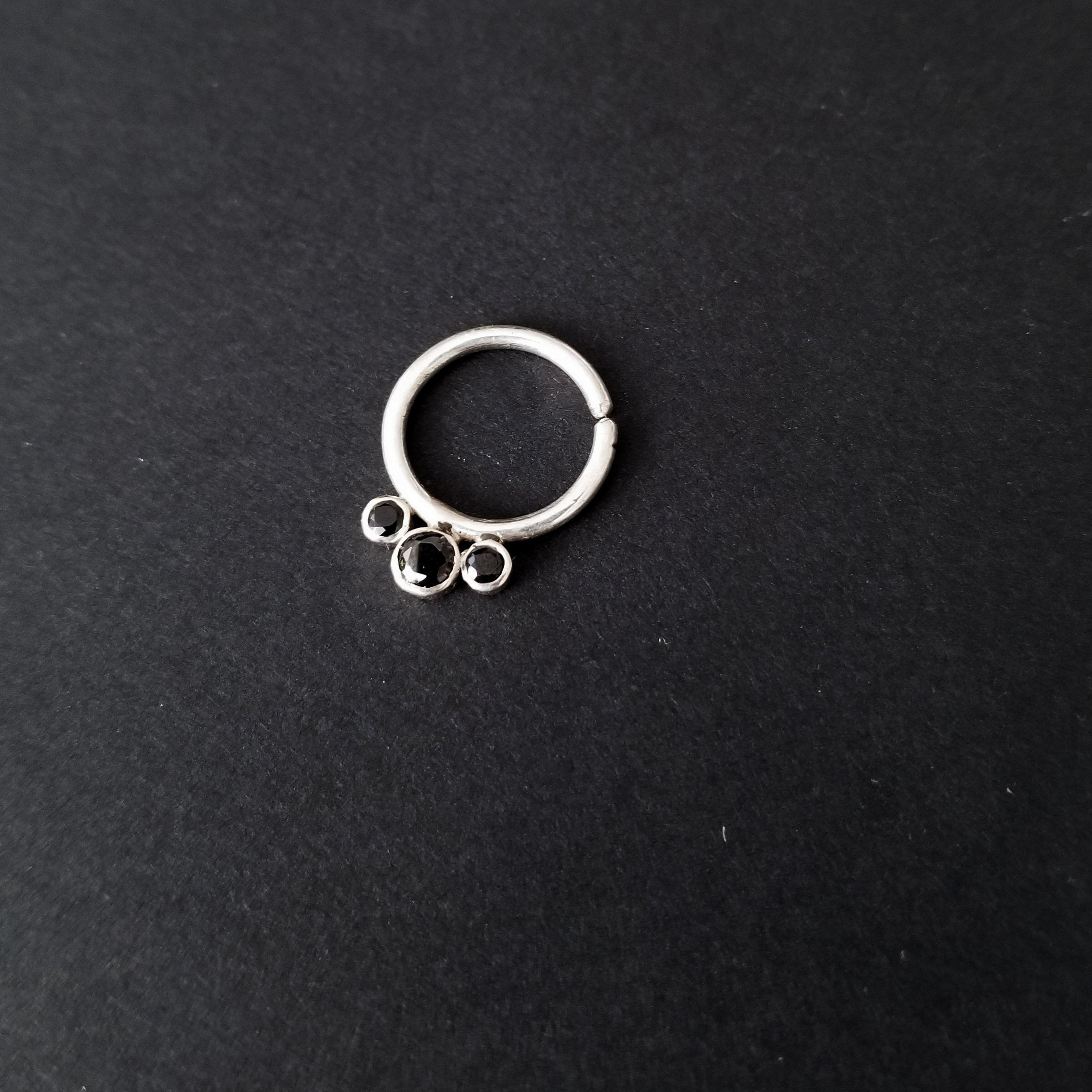 3 Gems Septum, Black Onyx and Cz - Inchoo Bijoux