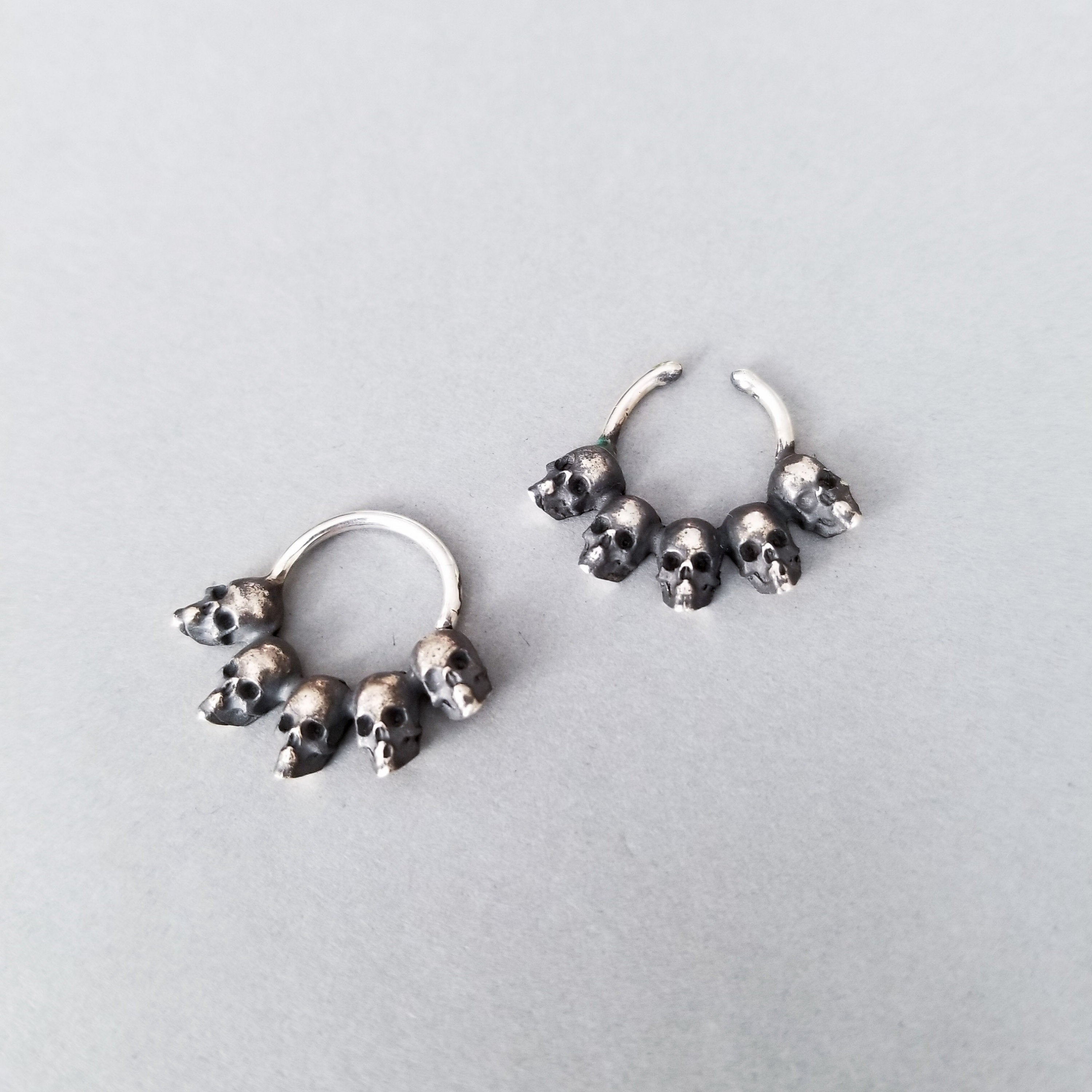 5 Skull Silver Septum Ring - Inchoo Bijoux