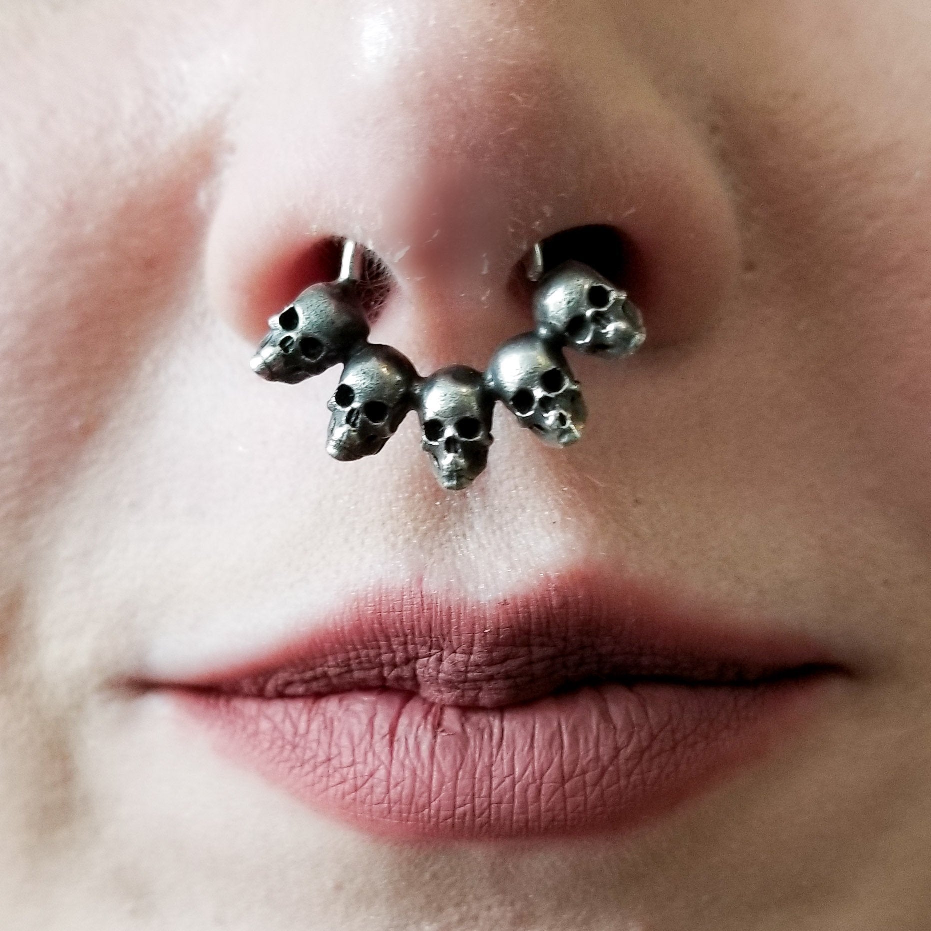 5 Skull Silver Septum Ring - Inchoo Bijoux
