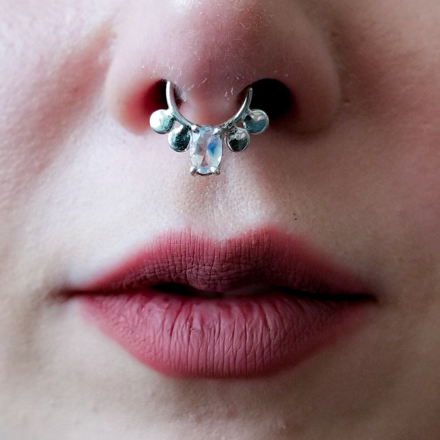 Rainbow Moonstone Statement Septum - Inchoo Bijoux