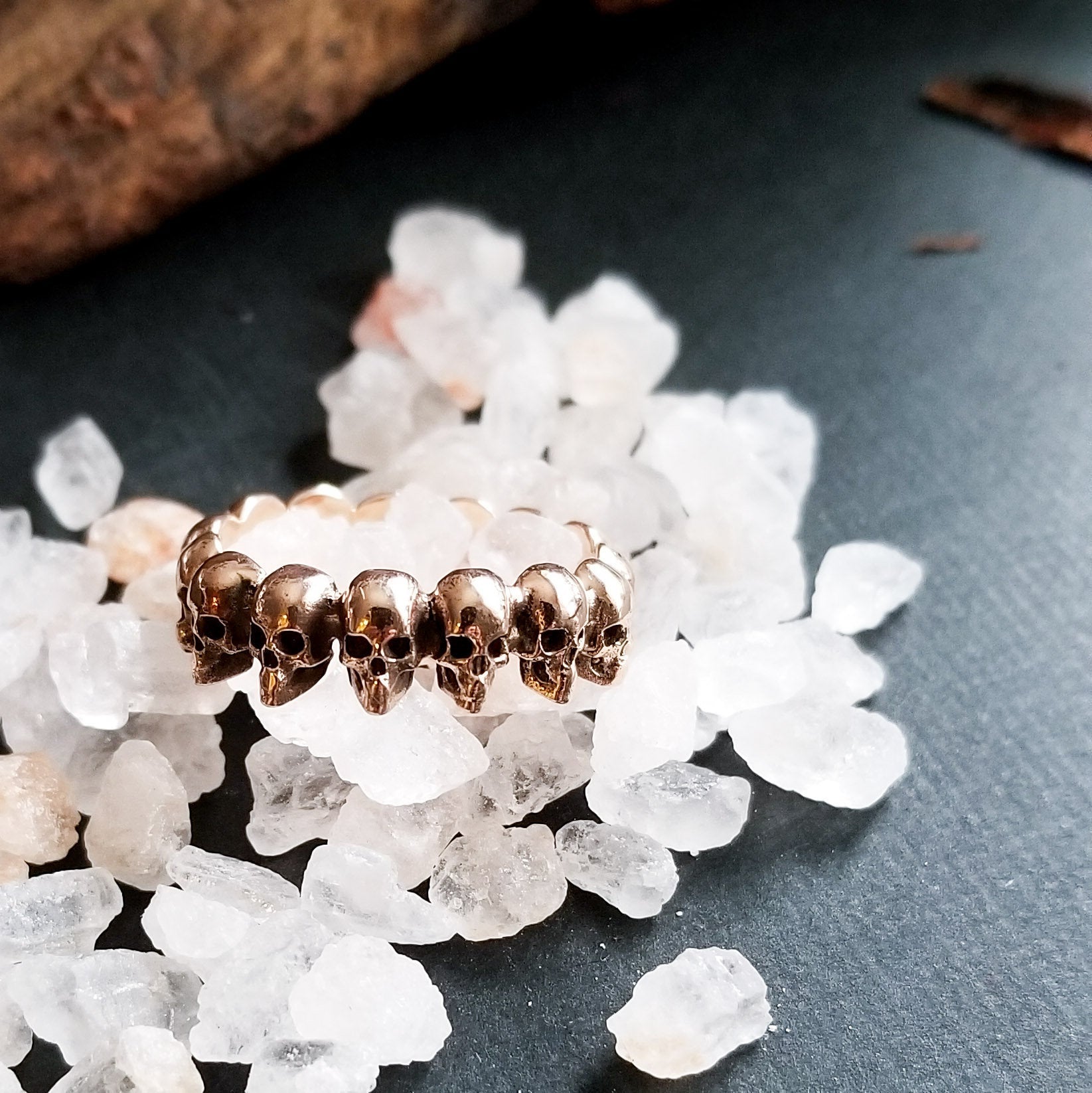 Rose Gold Eternity Skull Ring 14K - Inchoo Bijoux