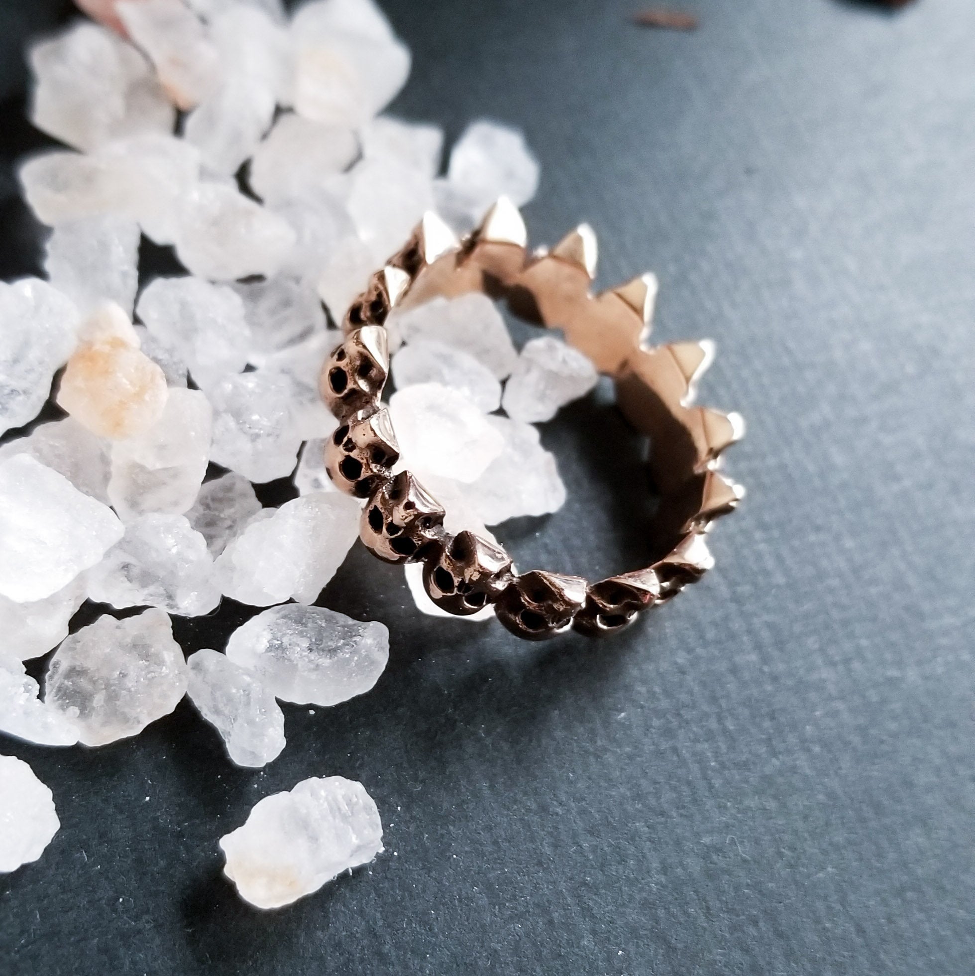 Rose Gold Eternity Skull Ring 14K - Inchoo Bijoux