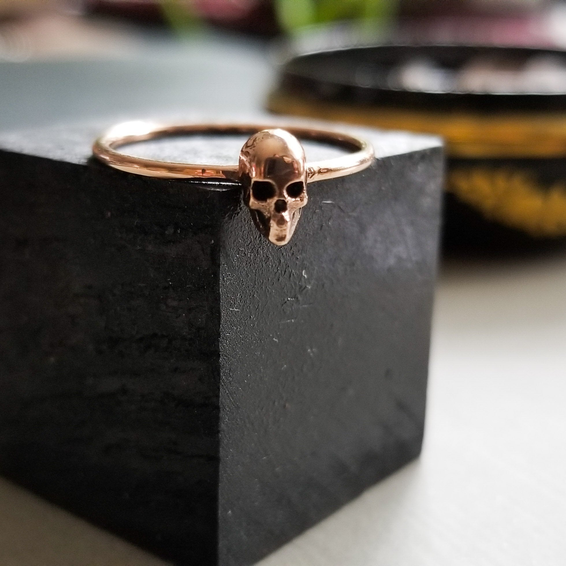 14K Rose Gold Tiny Skull Ring-Ring-Inchoo Bijoux-Inchoo Bijoux