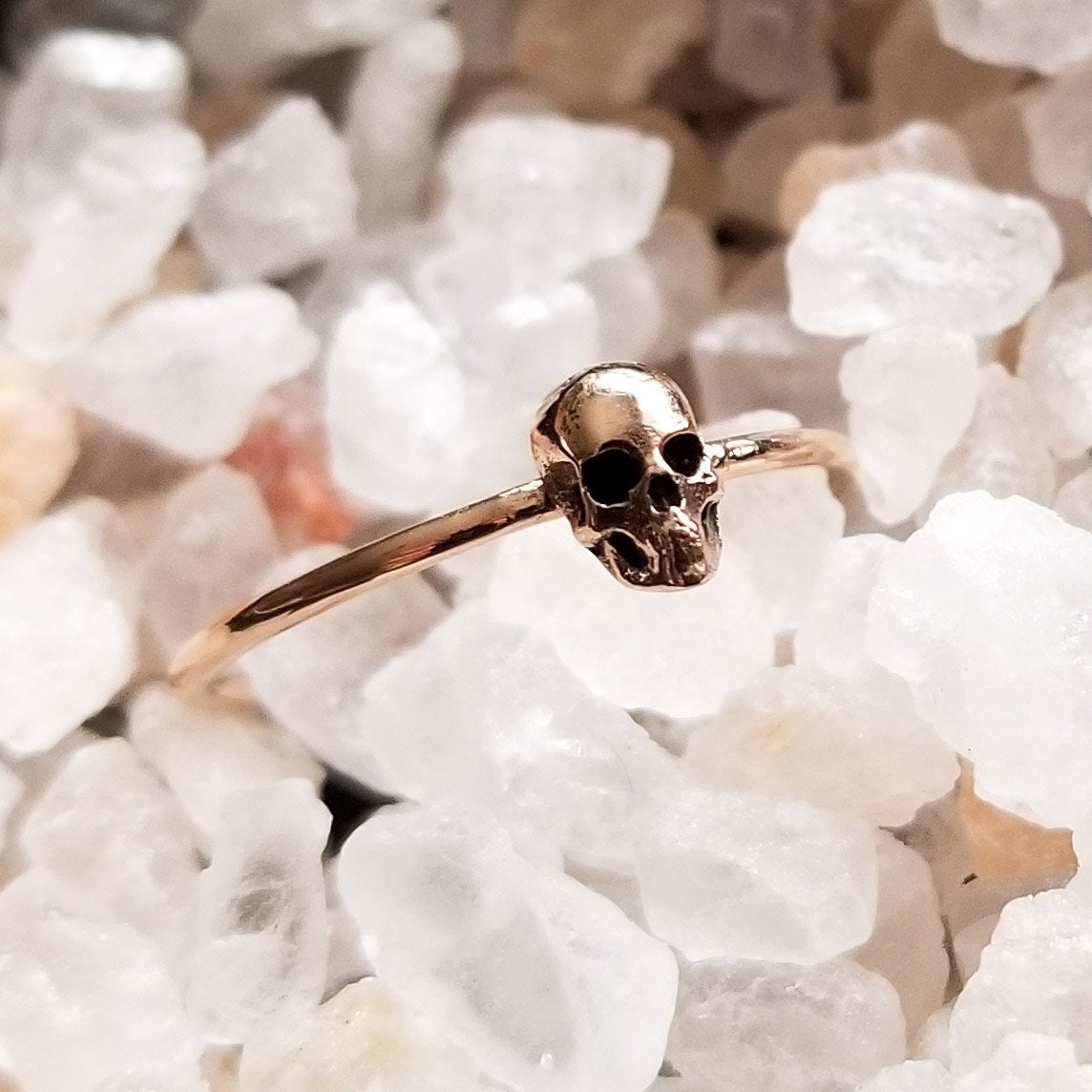 14K Rose Gold Tiny Skull Ring-Ring-Inchoo Bijoux-Inchoo Bijoux