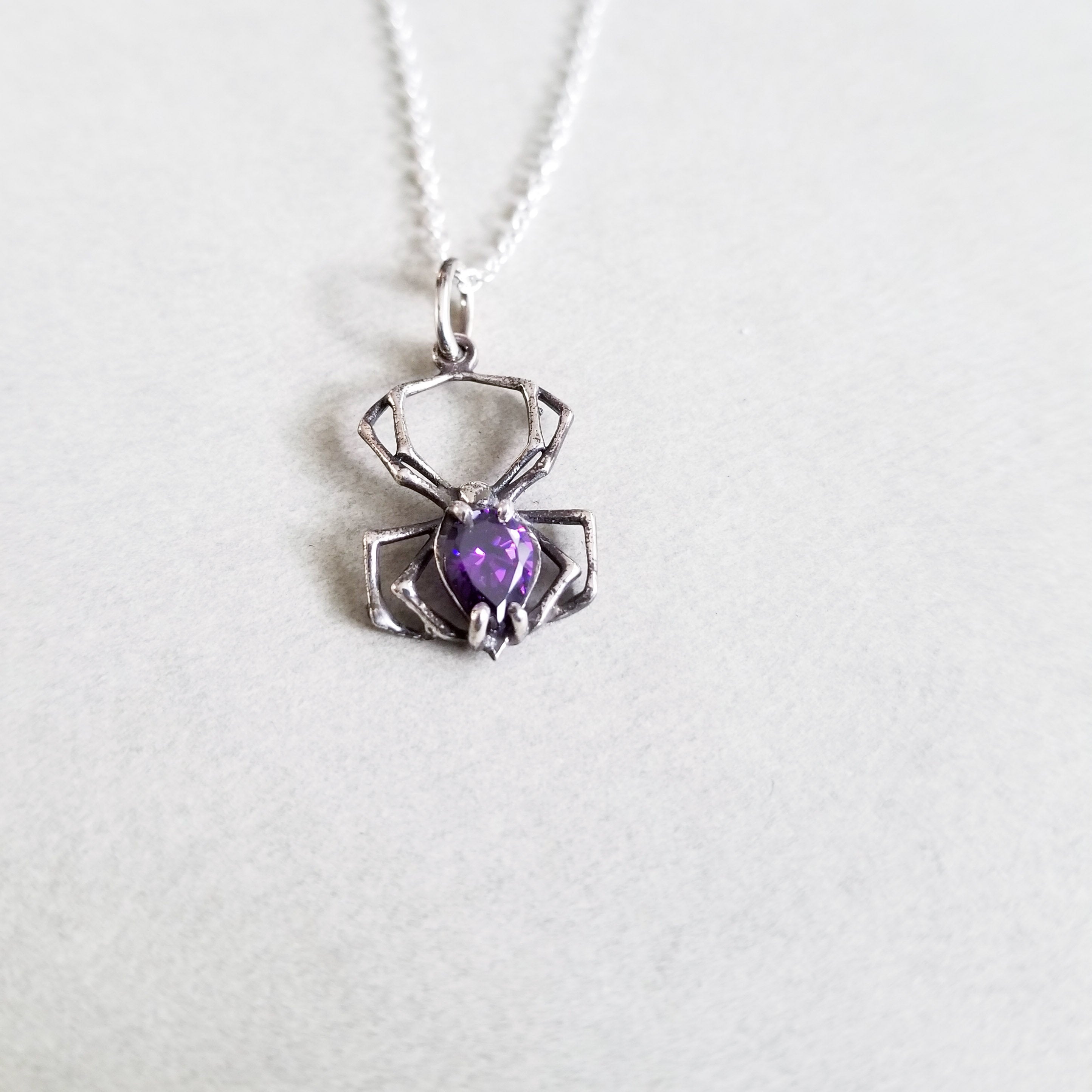 Purple Amethyst Spider Necklace - Inchoo Bijoux