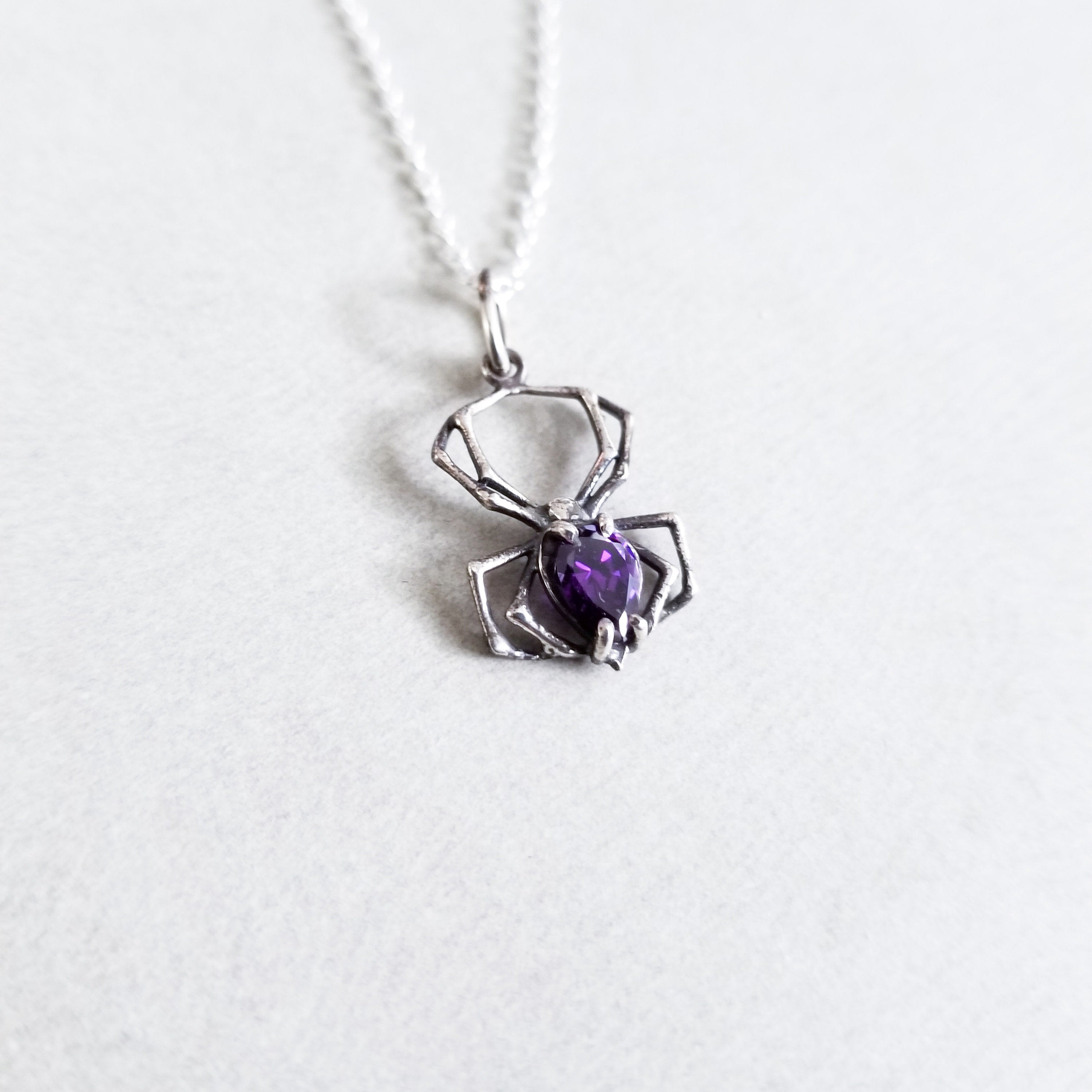 Purple Amethyst Spider Necklace - Inchoo Bijoux