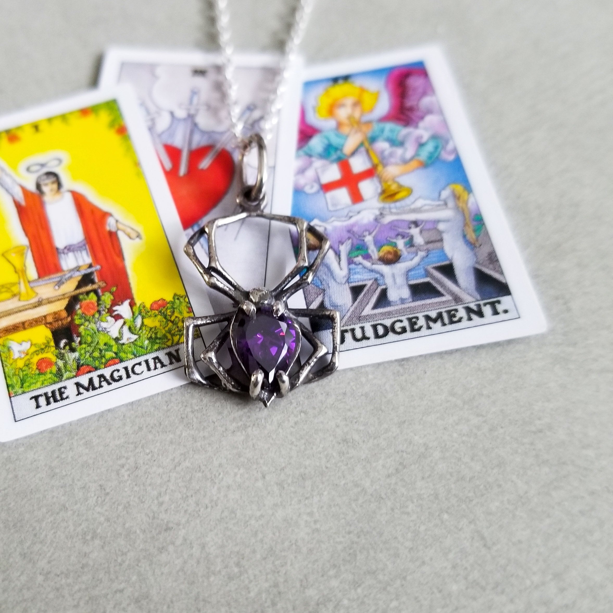 Purple Amethyst Spider Necklace - Inchoo Bijoux