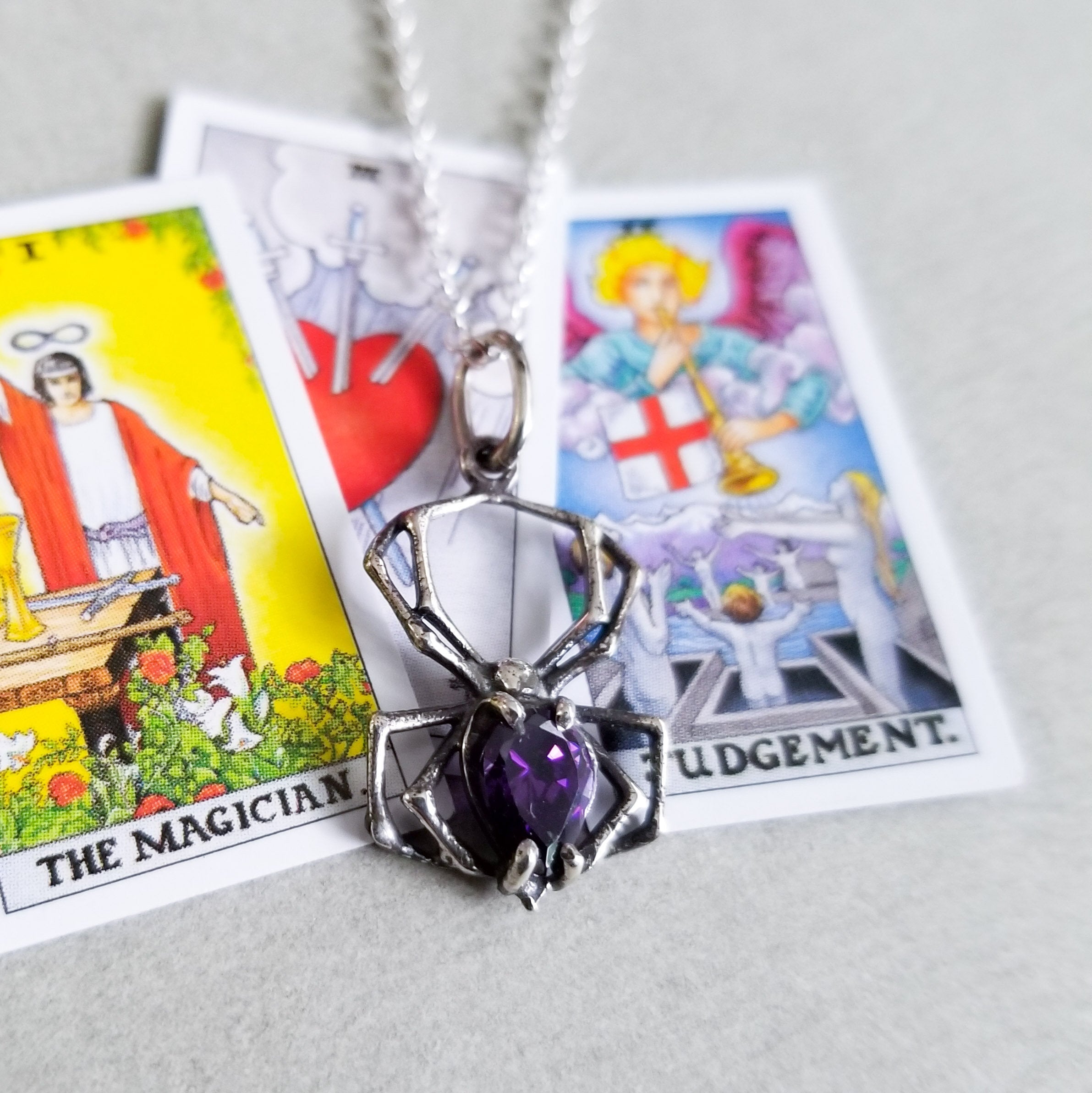 Purple Amethyst Spider Necklace - Inchoo Bijoux