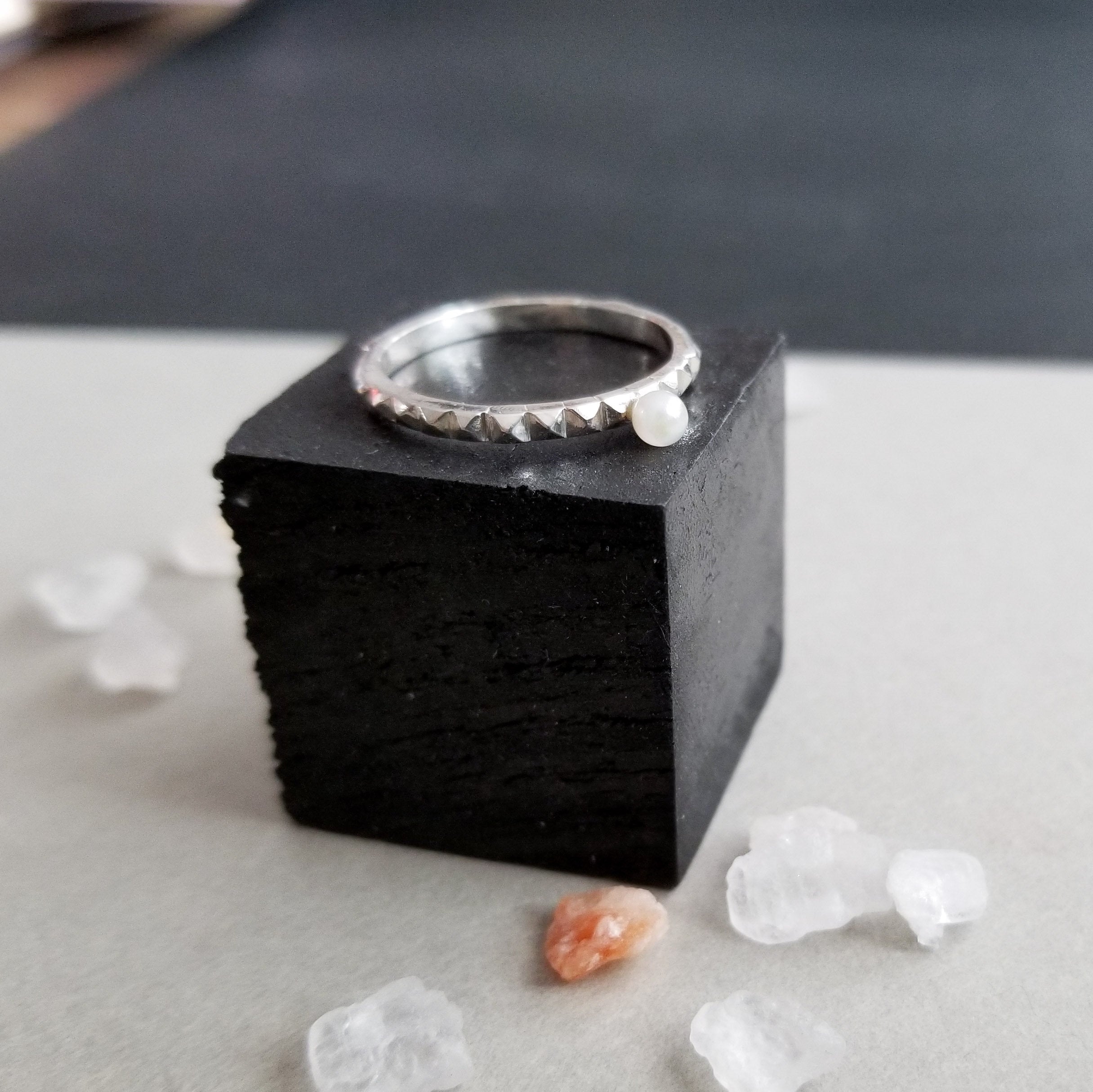 Thin Studded Pearl Ring-Ring-Inchoo Bijoux-Inchoo Bijoux