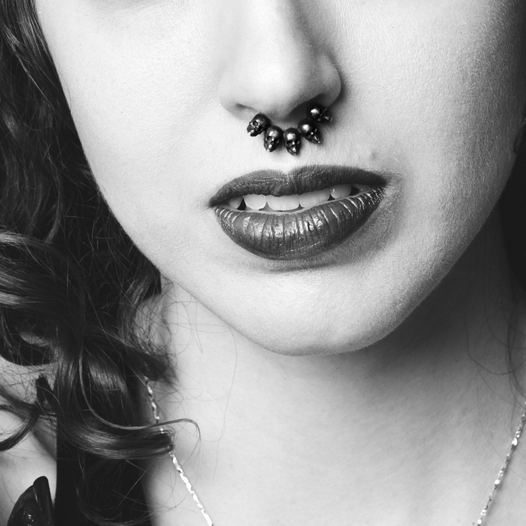 5 Skull Silver Septum Ring - Inchoo Bijoux