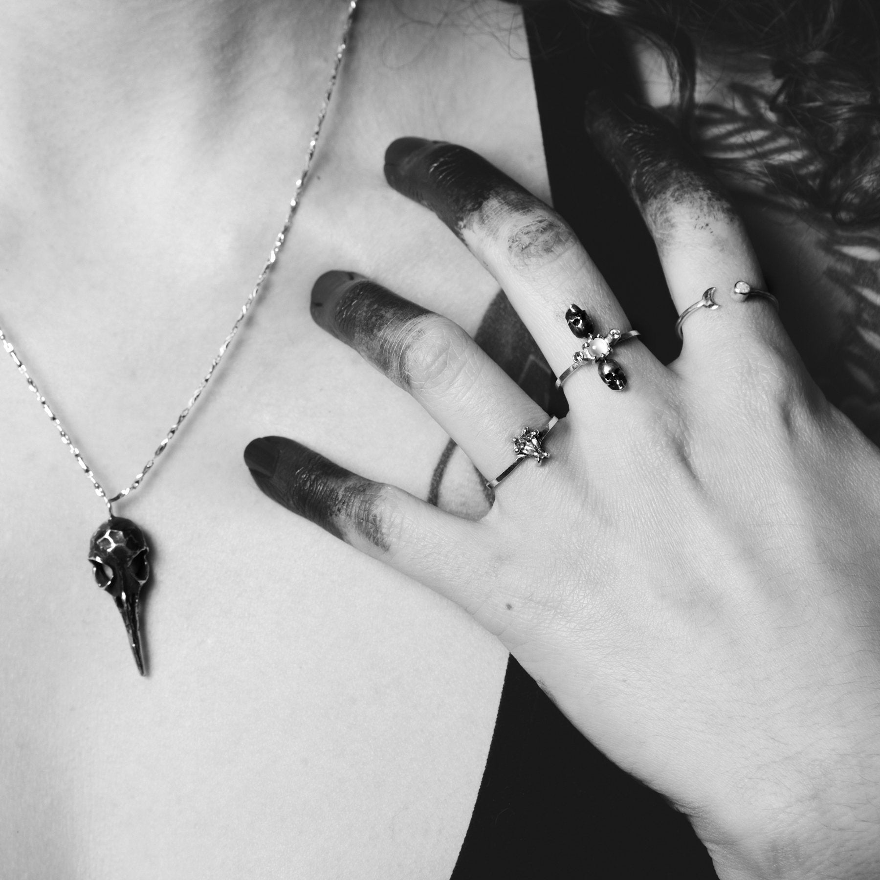White Moonstone Skull Ring-Ring-Inchoo Bijoux-Inchoo Bijoux