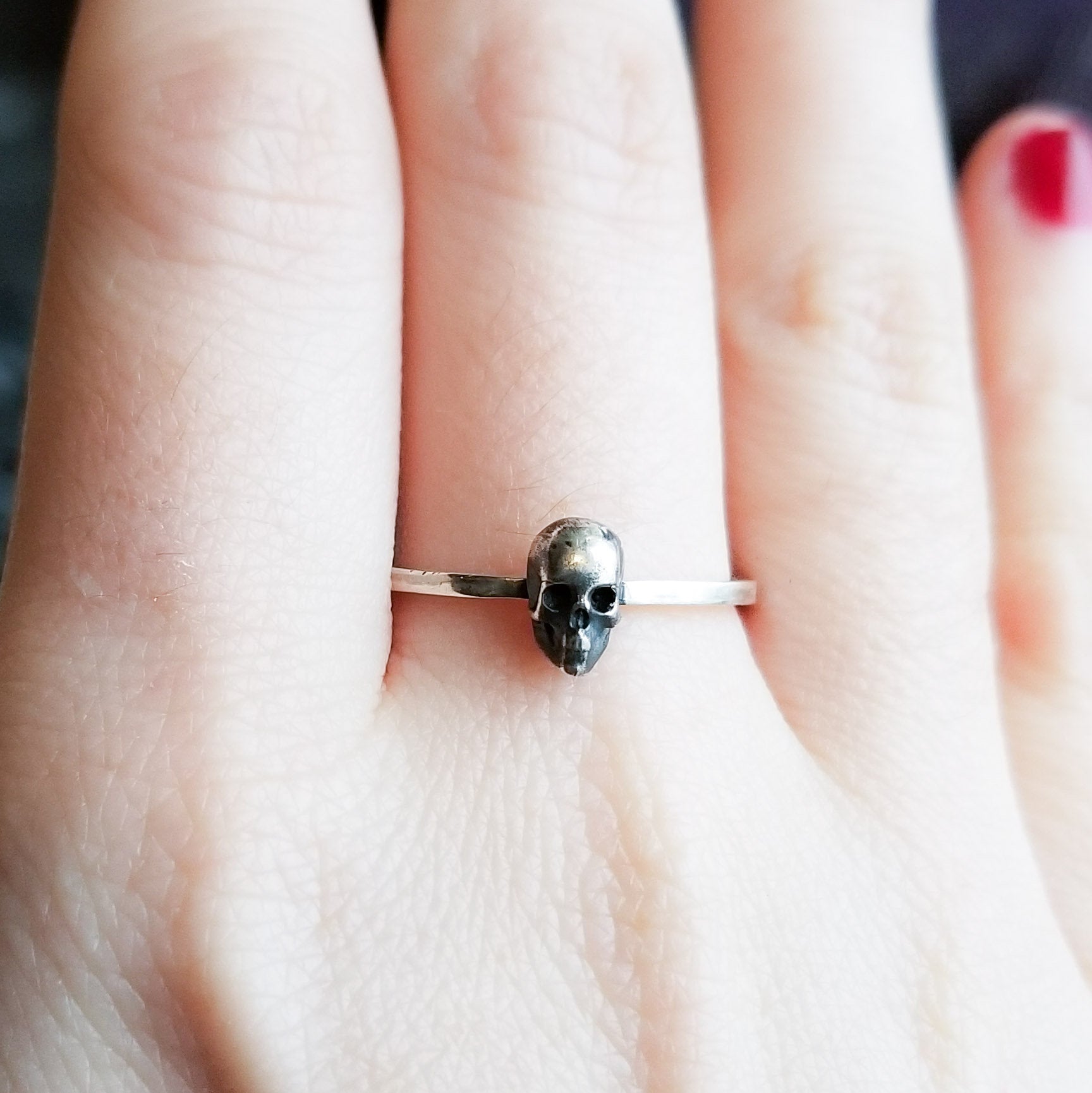 Small Silver Minimal Skull Ring - Inchoo Bijoux