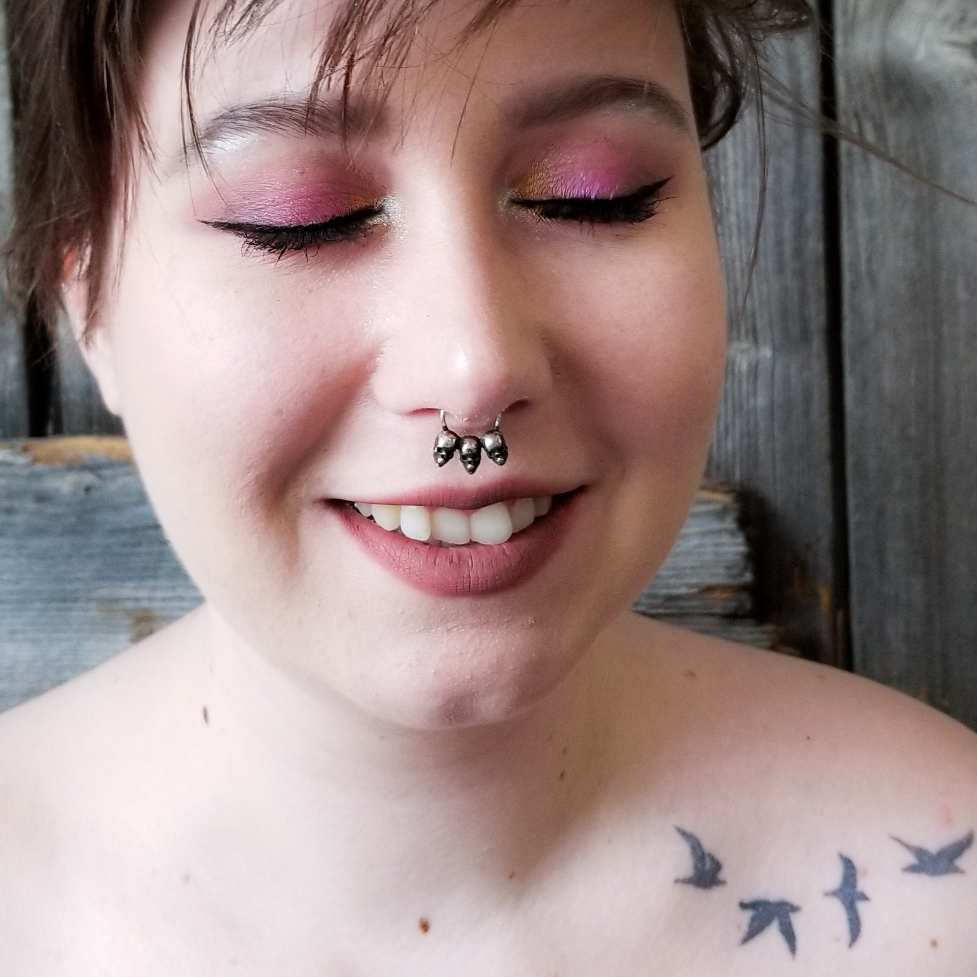 3 Skull Silver Septum - Inchoo Bijoux