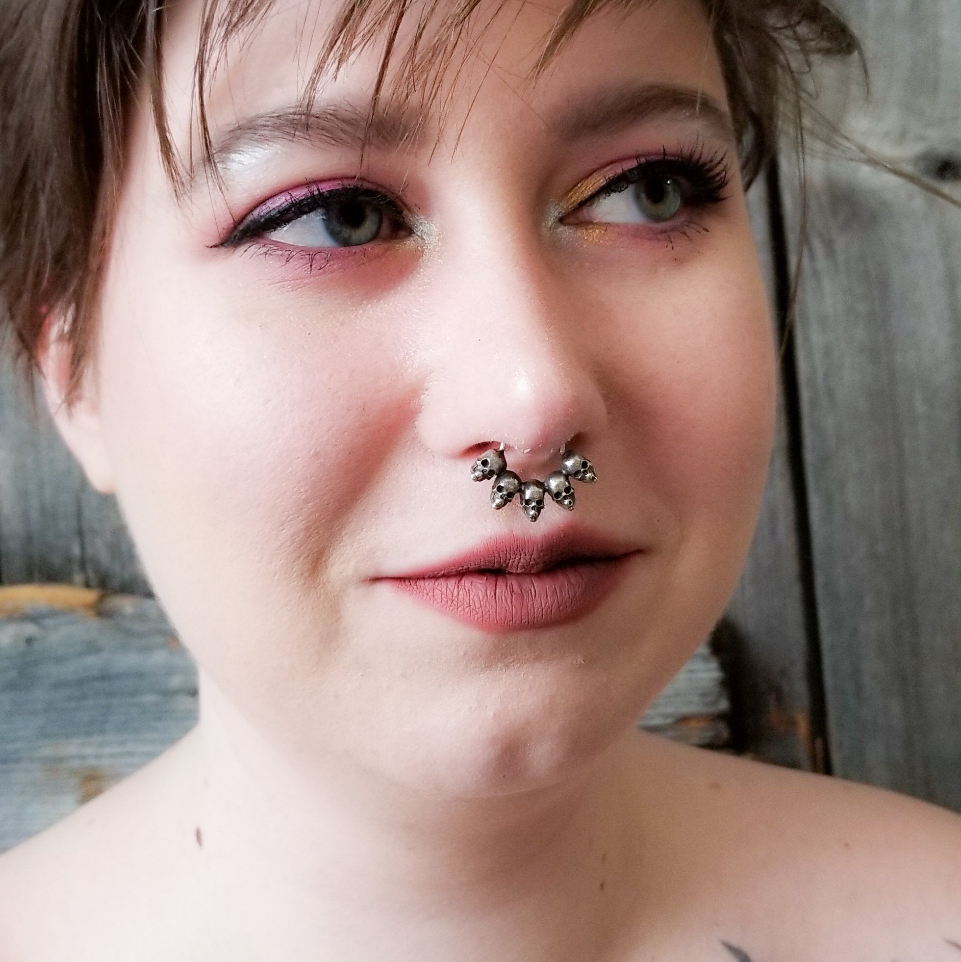 5 Skull Silver Septum Ring - Inchoo Bijoux