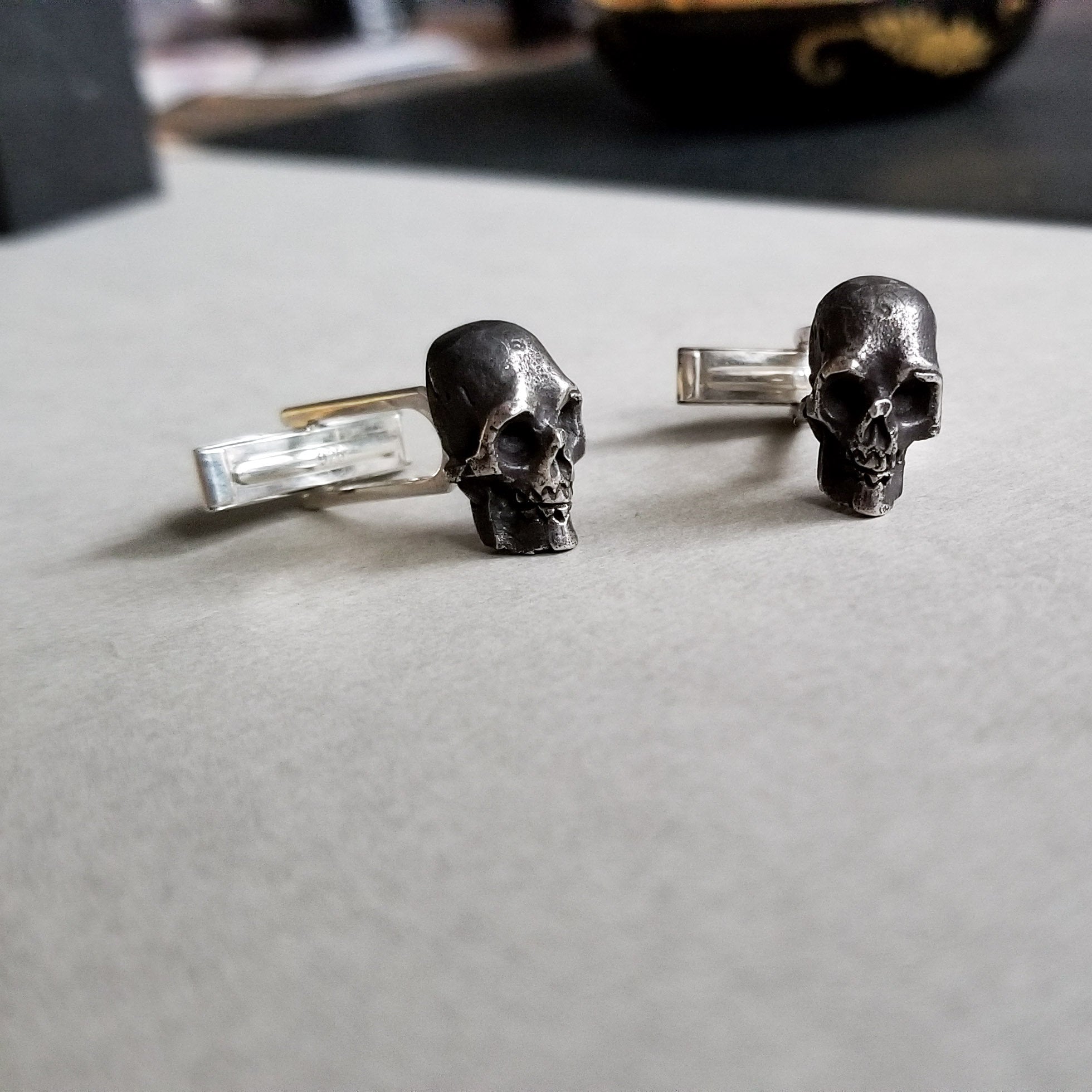 Sterling Silver Skull Cufflinks - Inchoo Bijoux
