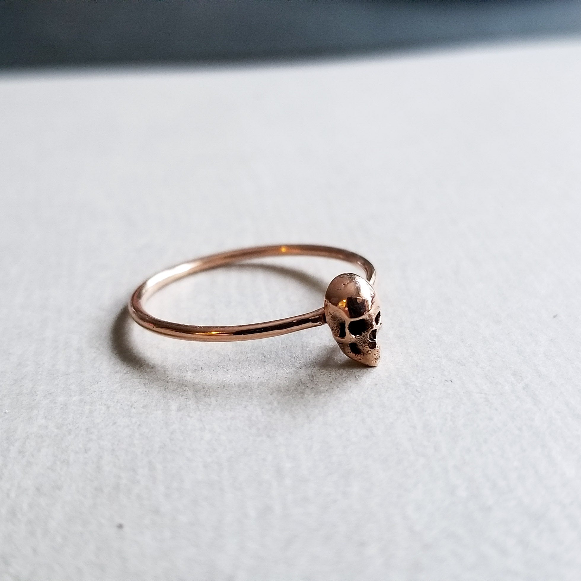 14K Rose Gold Tiny Skull Ring-Ring-Inchoo Bijoux-Inchoo Bijoux