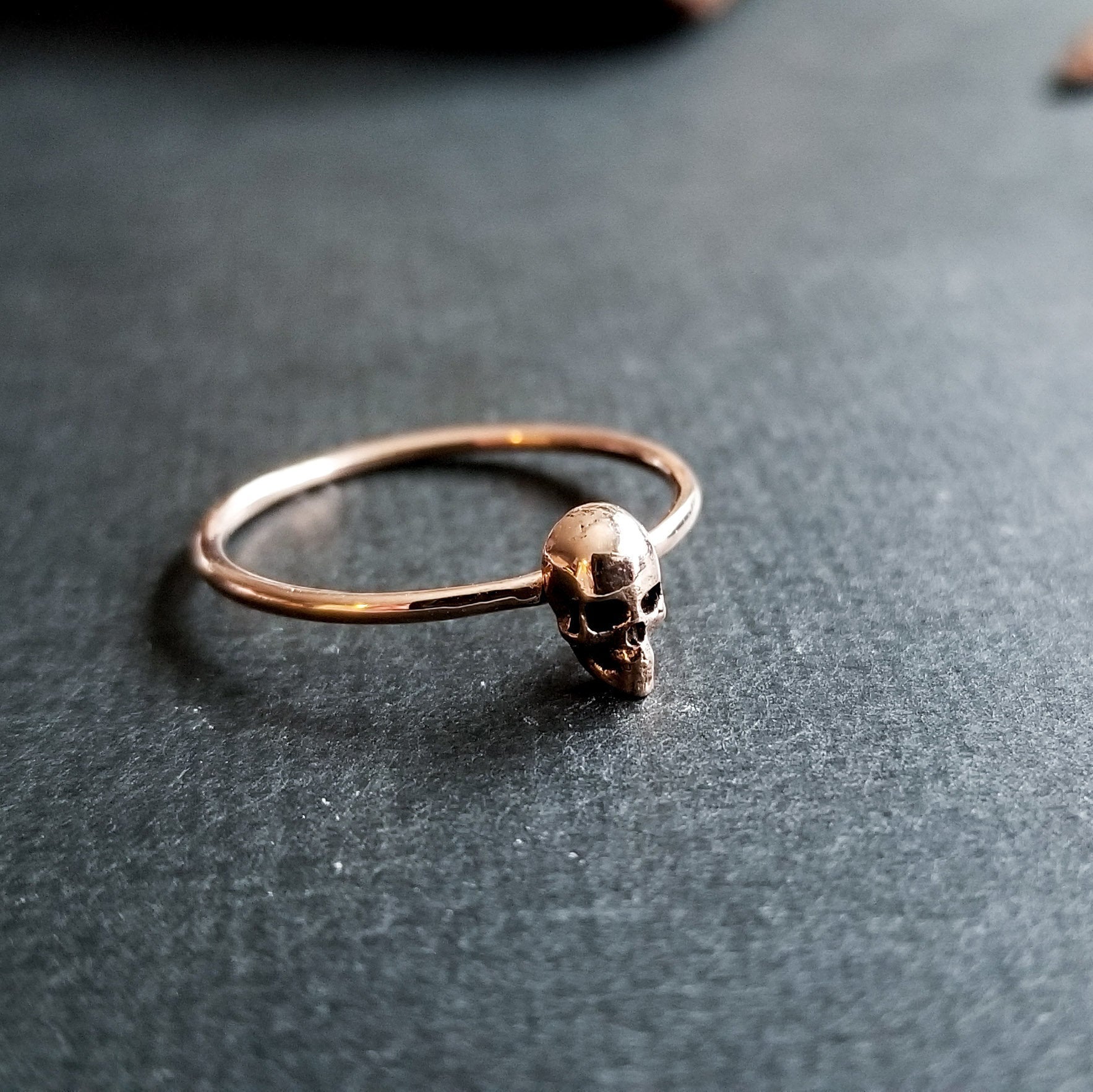 14K Rose Gold Tiny Skull Ring-Ring-Inchoo Bijoux-Inchoo Bijoux