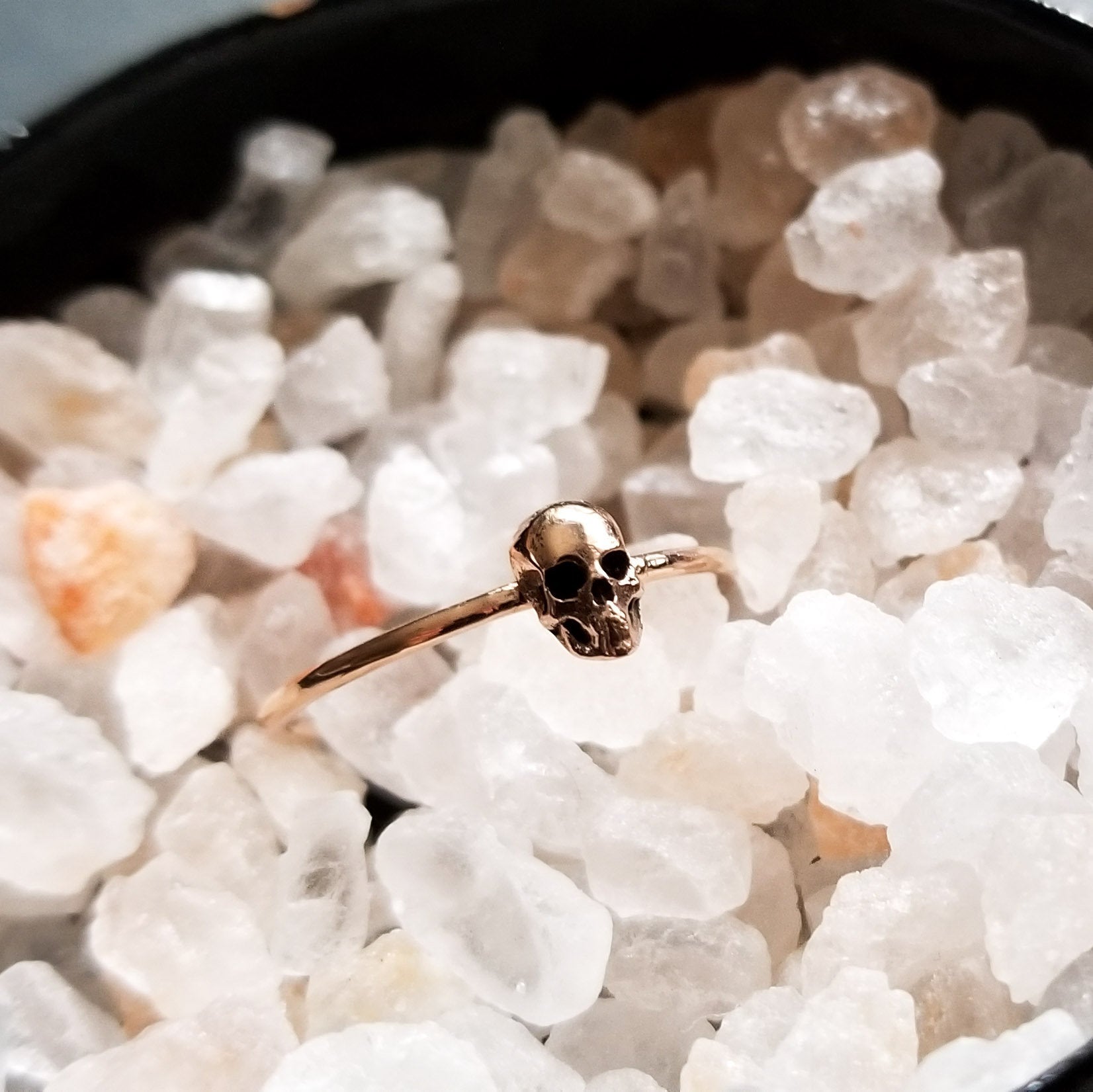 14K Rose Gold Tiny Skull Ring-Ring-Inchoo Bijoux-Inchoo Bijoux