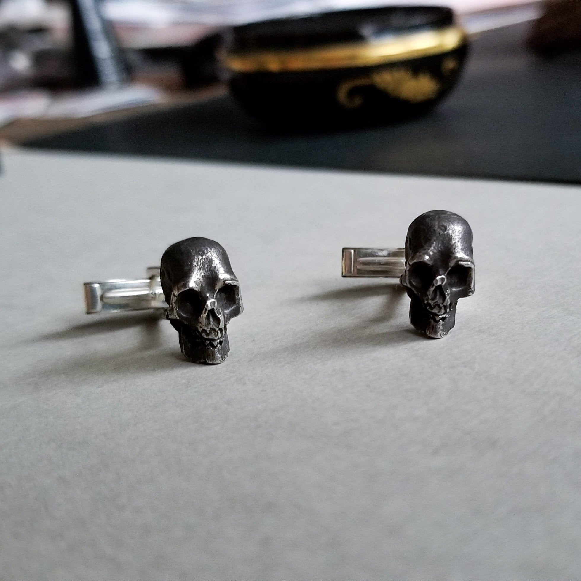 Sterling Silver Skull Cufflinks - Inchoo Bijoux