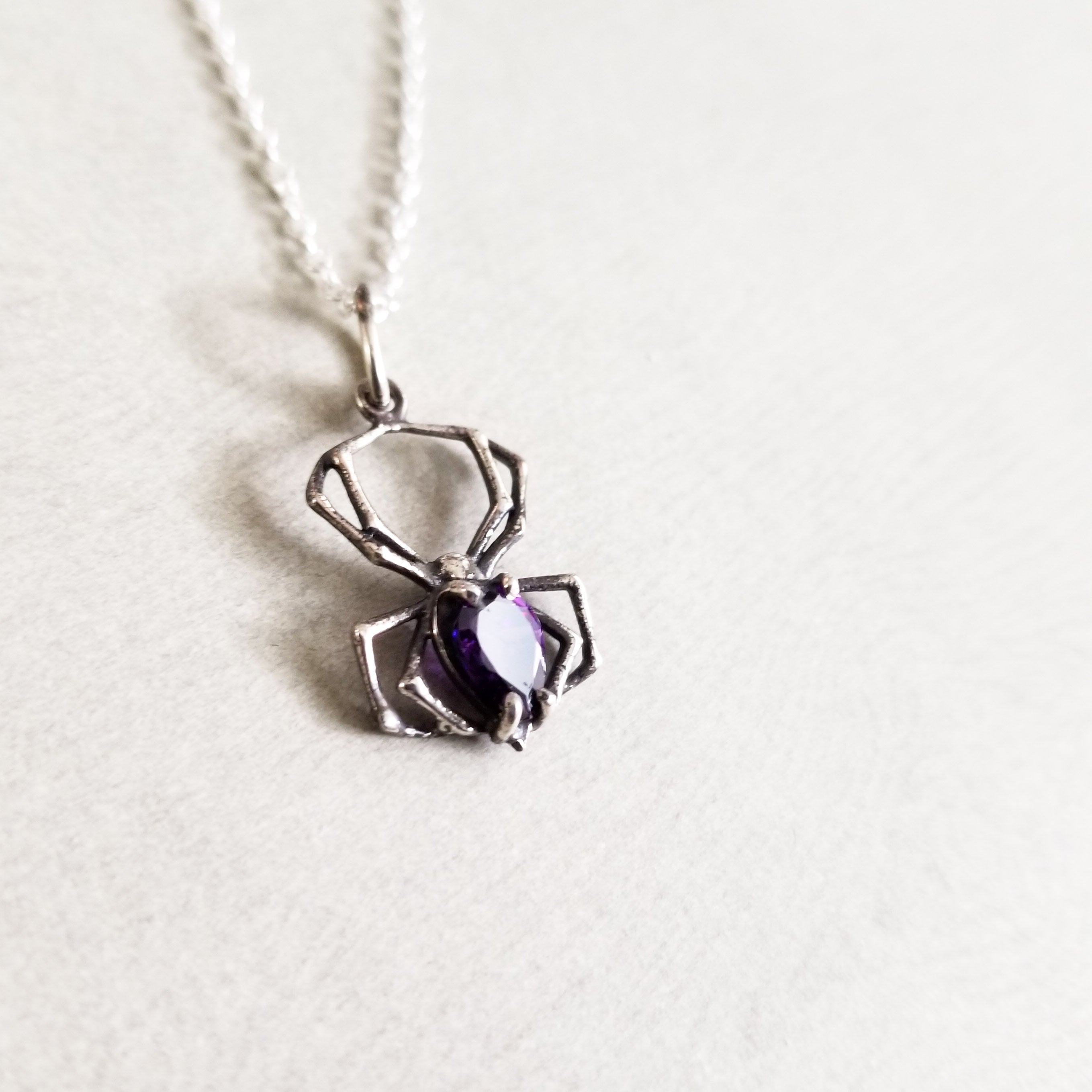 Purple Amethyst Spider Necklace - Inchoo Bijoux
