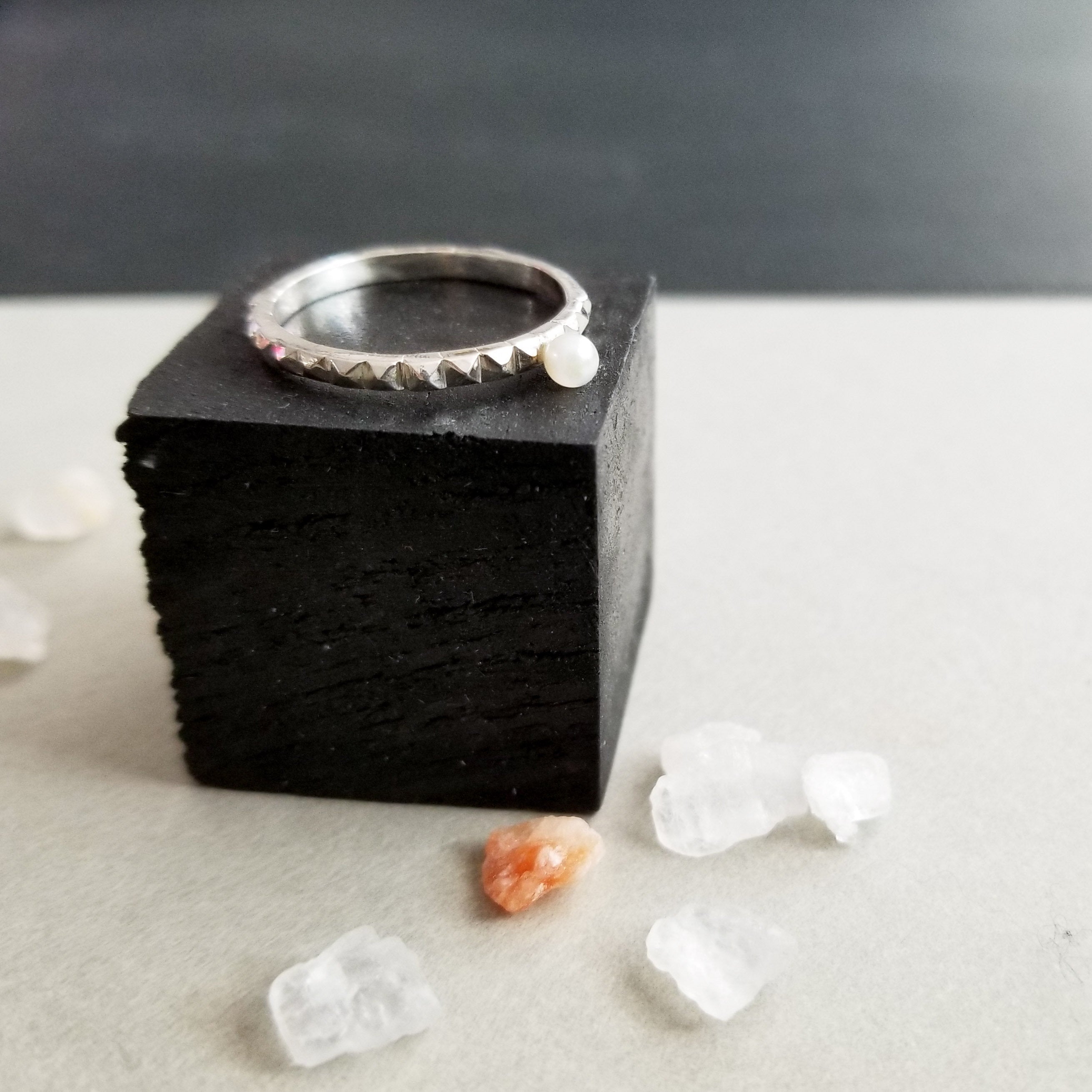 Thin Studded Pearl Ring-Ring-Inchoo Bijoux-Inchoo Bijoux
