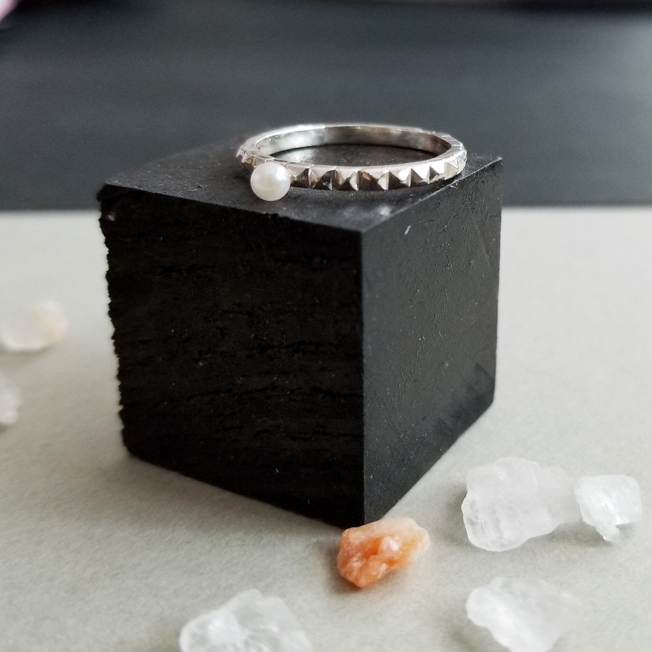 Thin Studded Pearl Ring-Ring-Inchoo Bijoux-Inchoo Bijoux